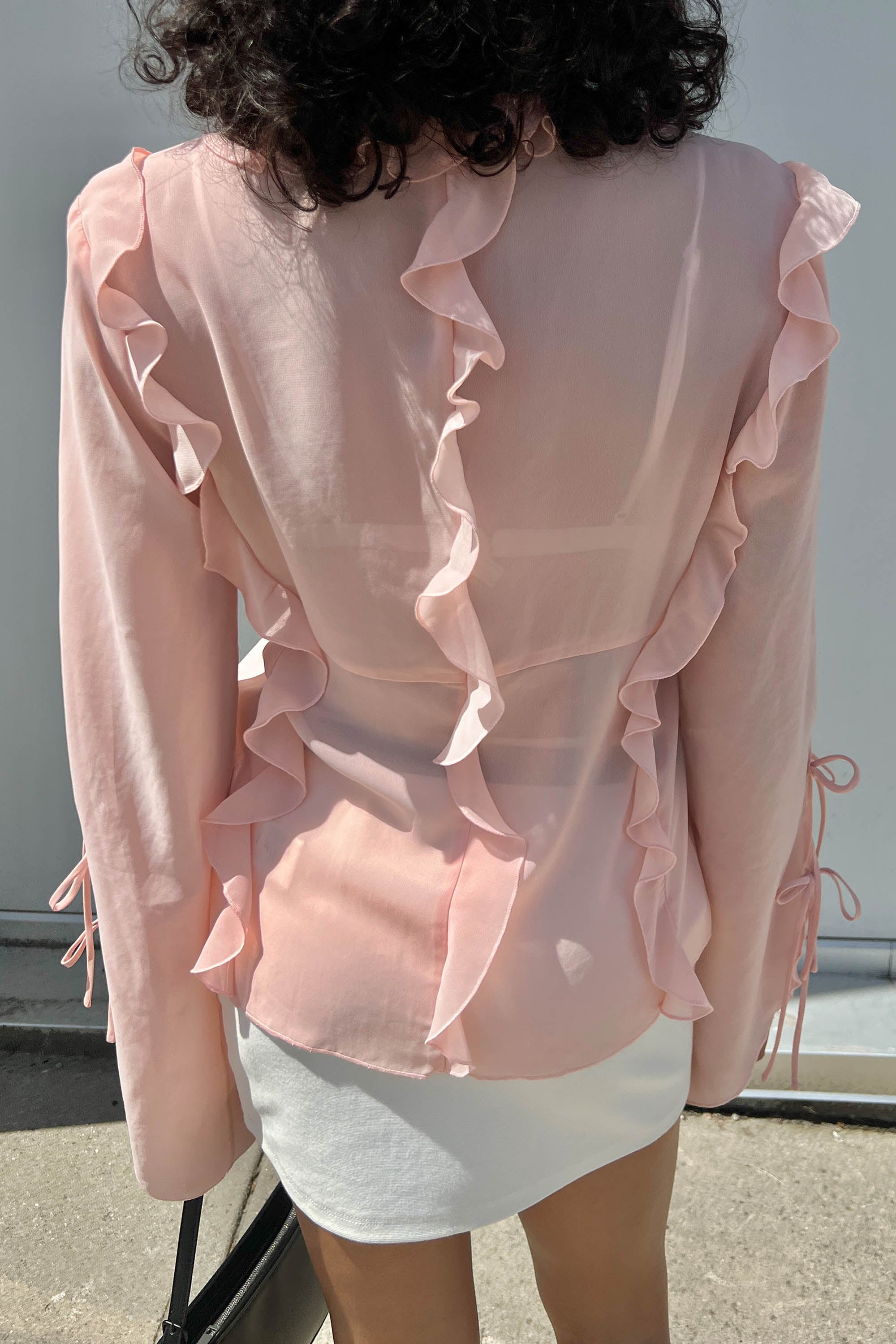 CHIFFON RUFFLED BLOUSE WITH TIES Cheapest Cheap Online