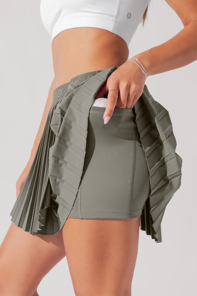 Ace ¡®em Pleated Skort - Rustic Olive Cheap Sale Cheap