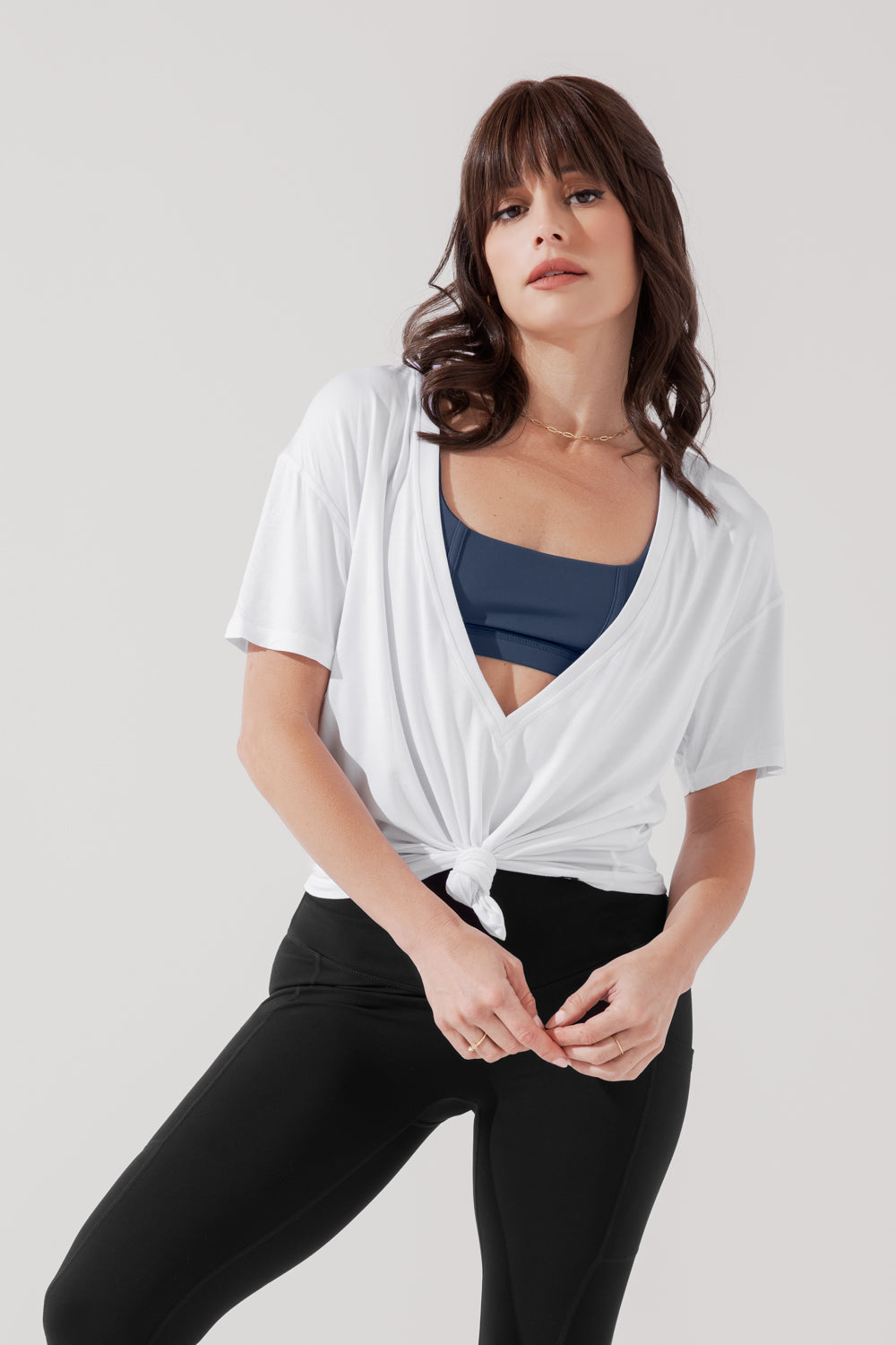 Daring Deep V Tee - White Cheap Manchester