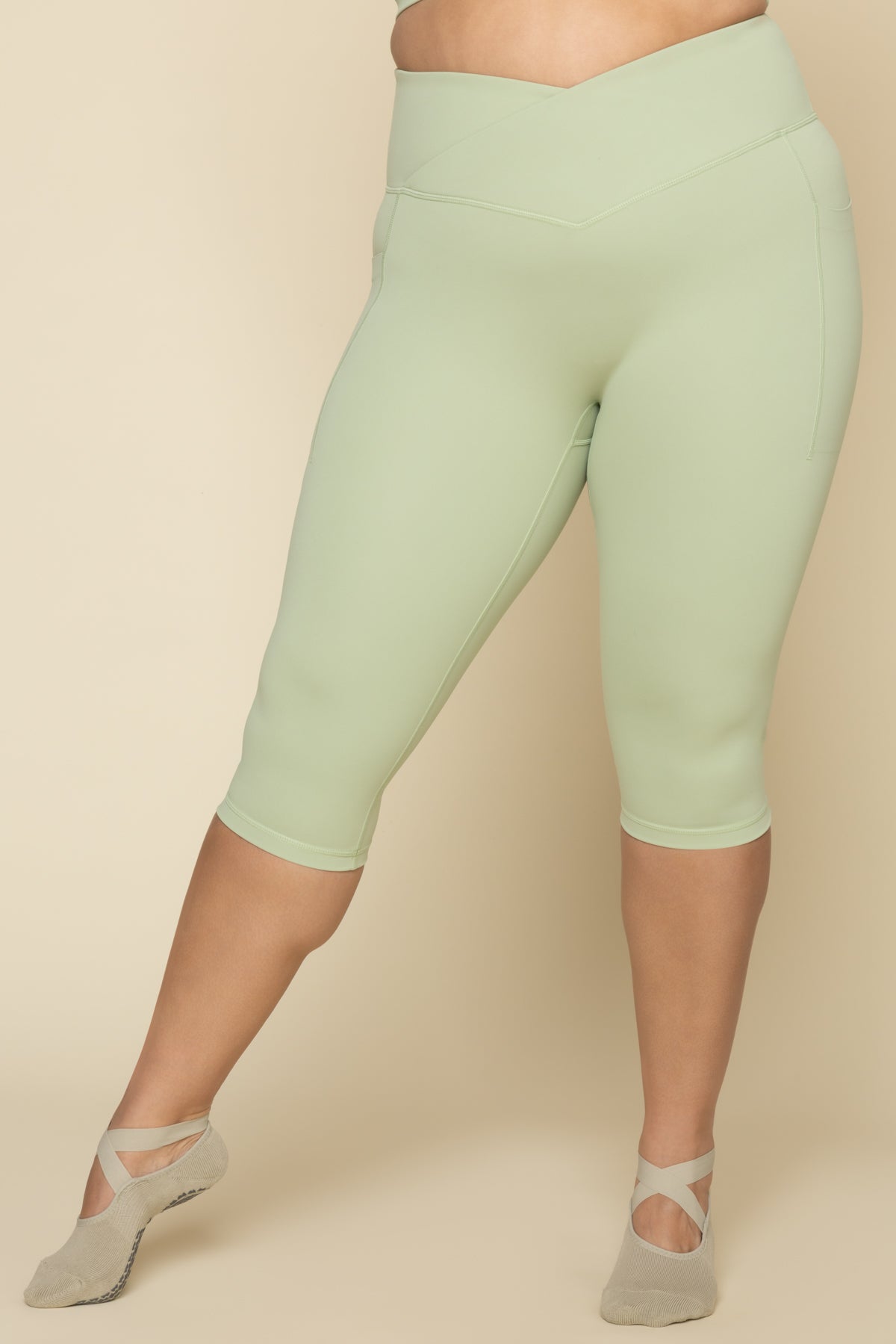 Crisscross Hourglass Capri - Pistachio Clearance Huge Surprise