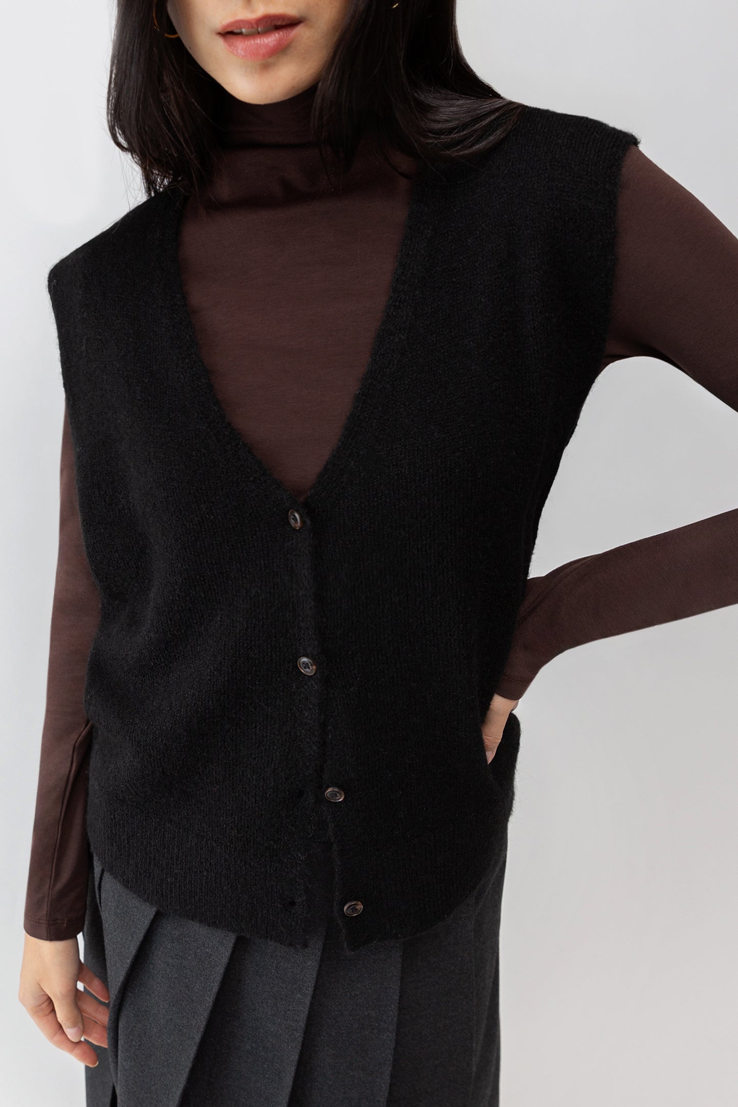 BUTTON FRONT SWEATER VEST Cheap New Arrival