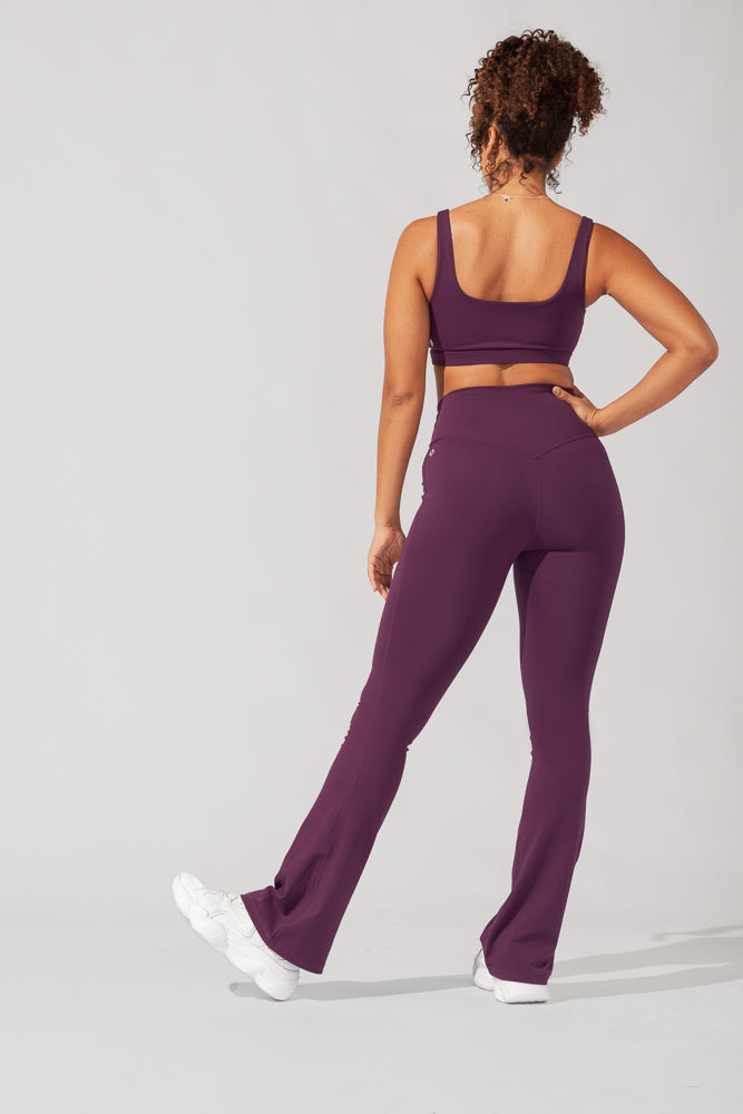 Crisscross Hourglass Flared Leggings with Pockets - Winter Plum Cheap The Cheapest