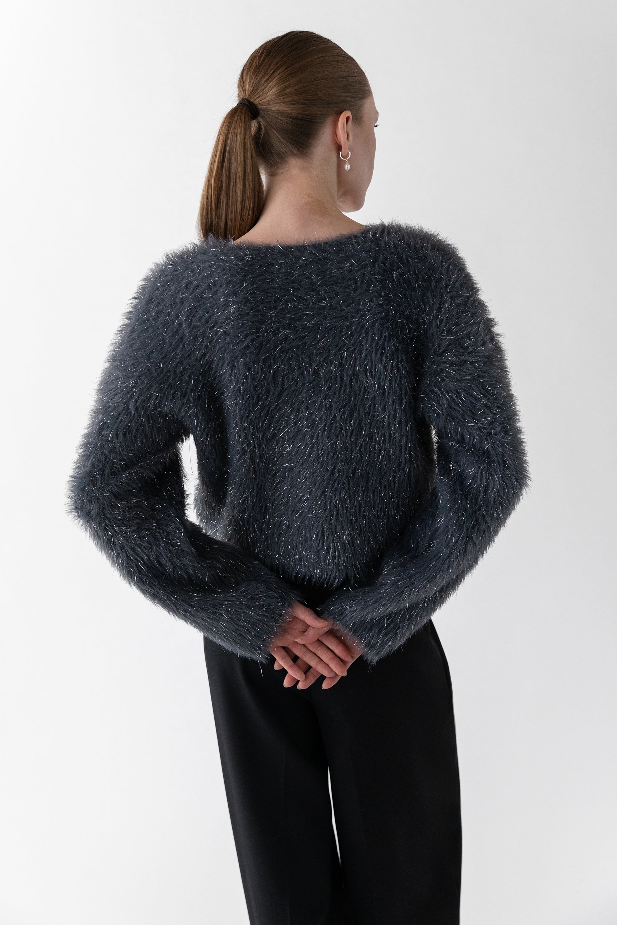 FUZZY METALLIC TINSEL SWEATER Buy Cheap Classic