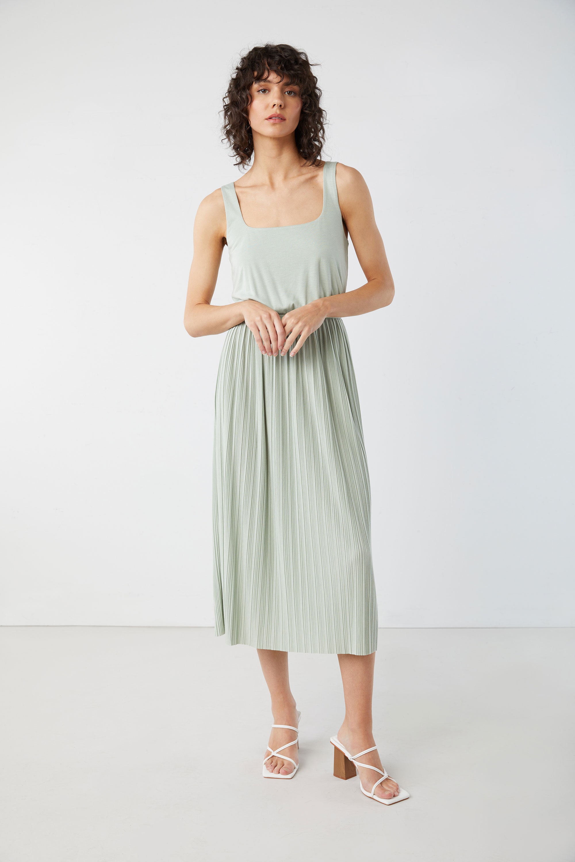 PLEATED MIDI DRESS 100% Original Cheap Pice