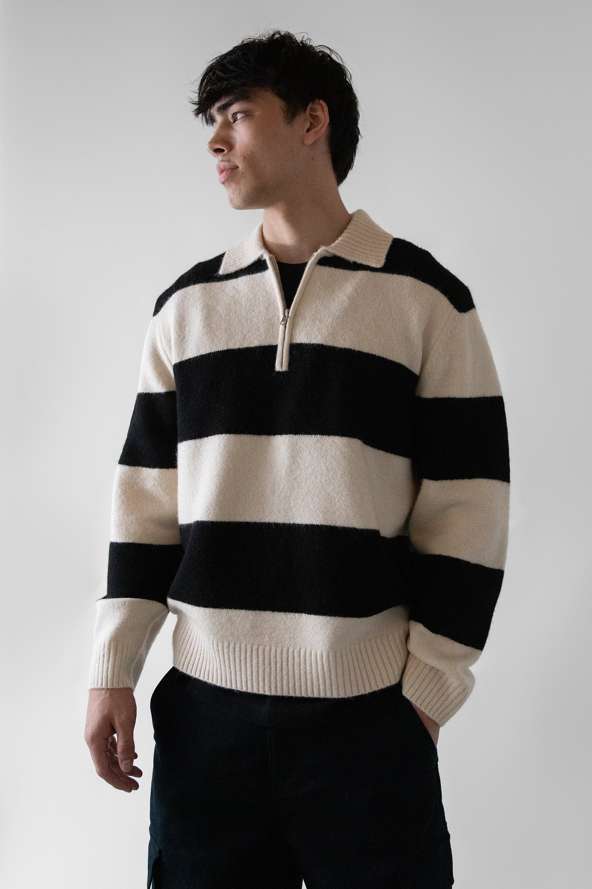 STRIPED RUGBY POLO SWEATER Huge Surprise Cheap Online