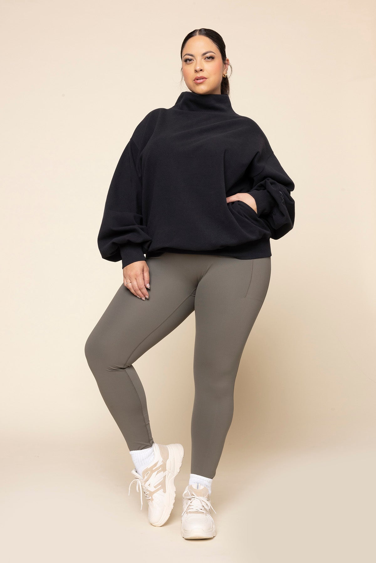 Ooey Gooey Mockneck Sweatshirt with Pockets - Black Pay With Paypal Cheap Pice