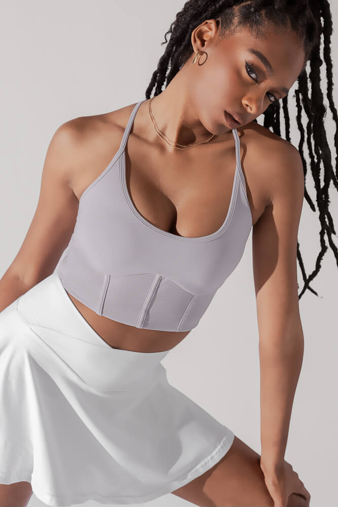 Pli¨¦ Corset Crop Bralette - Lavender Grey With Credit Card Free Shipping