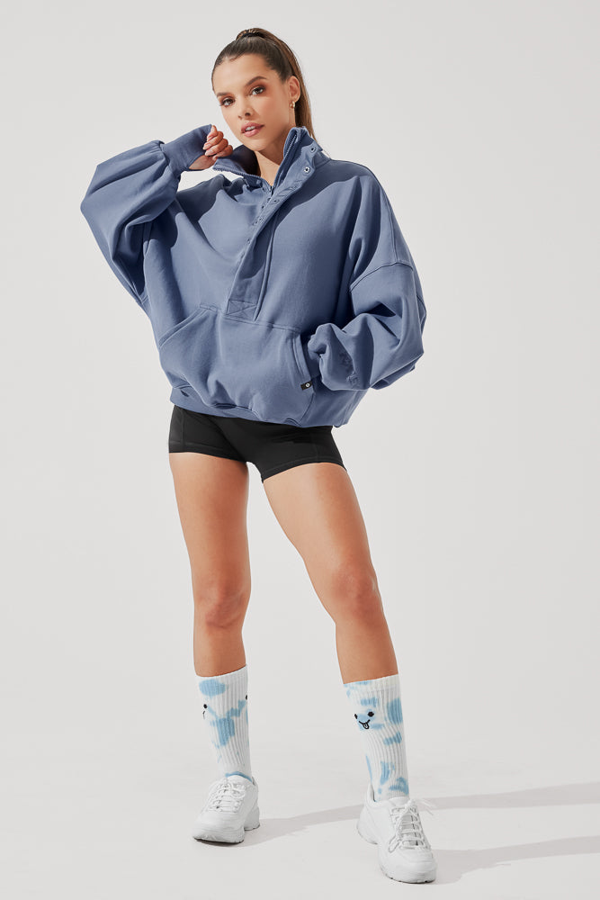 Ooey Gooey Half Zip Sweater - Blue Dusk Supply Online