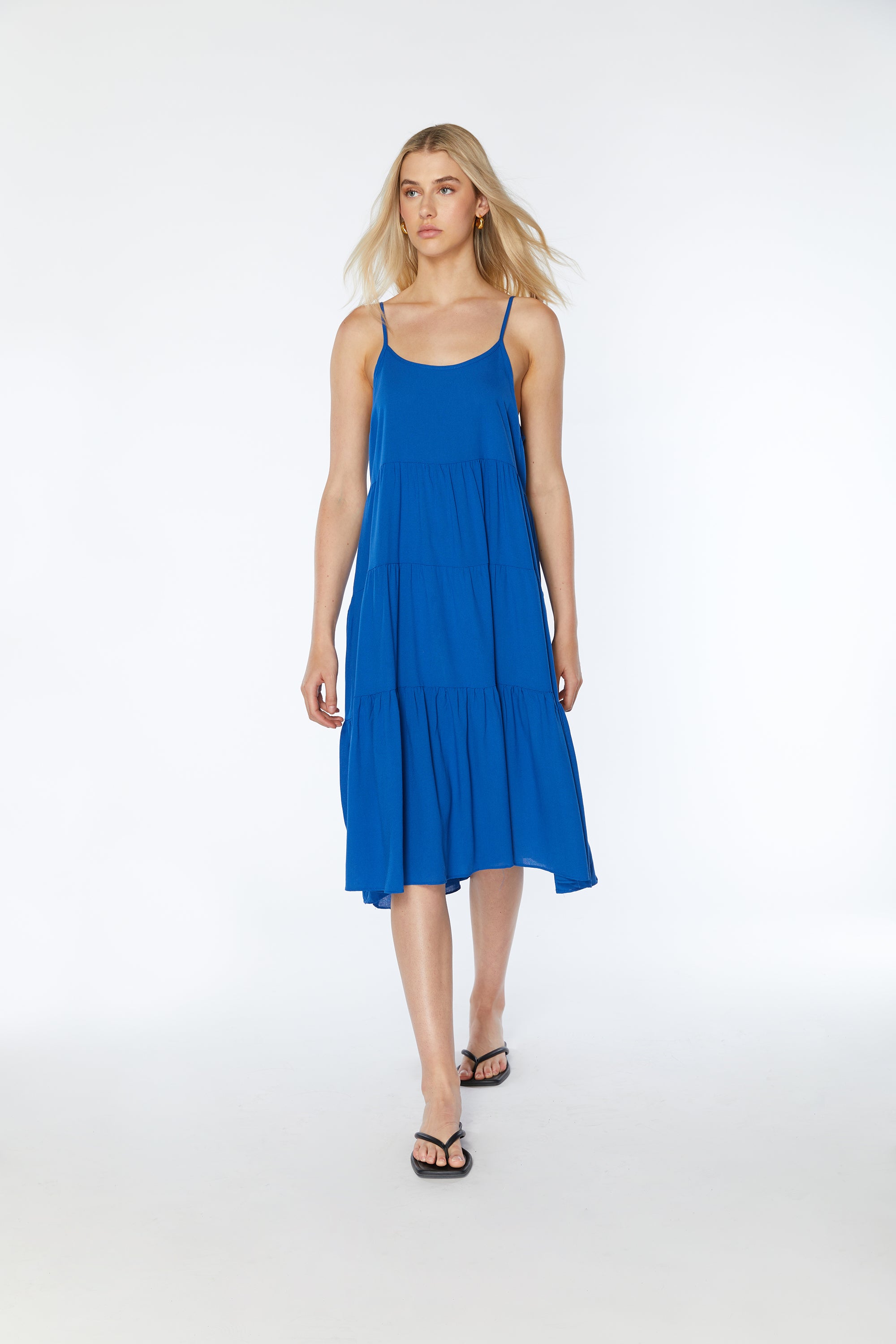 LINEN BLEND TIERED DRESS Cheap Best Wholesale