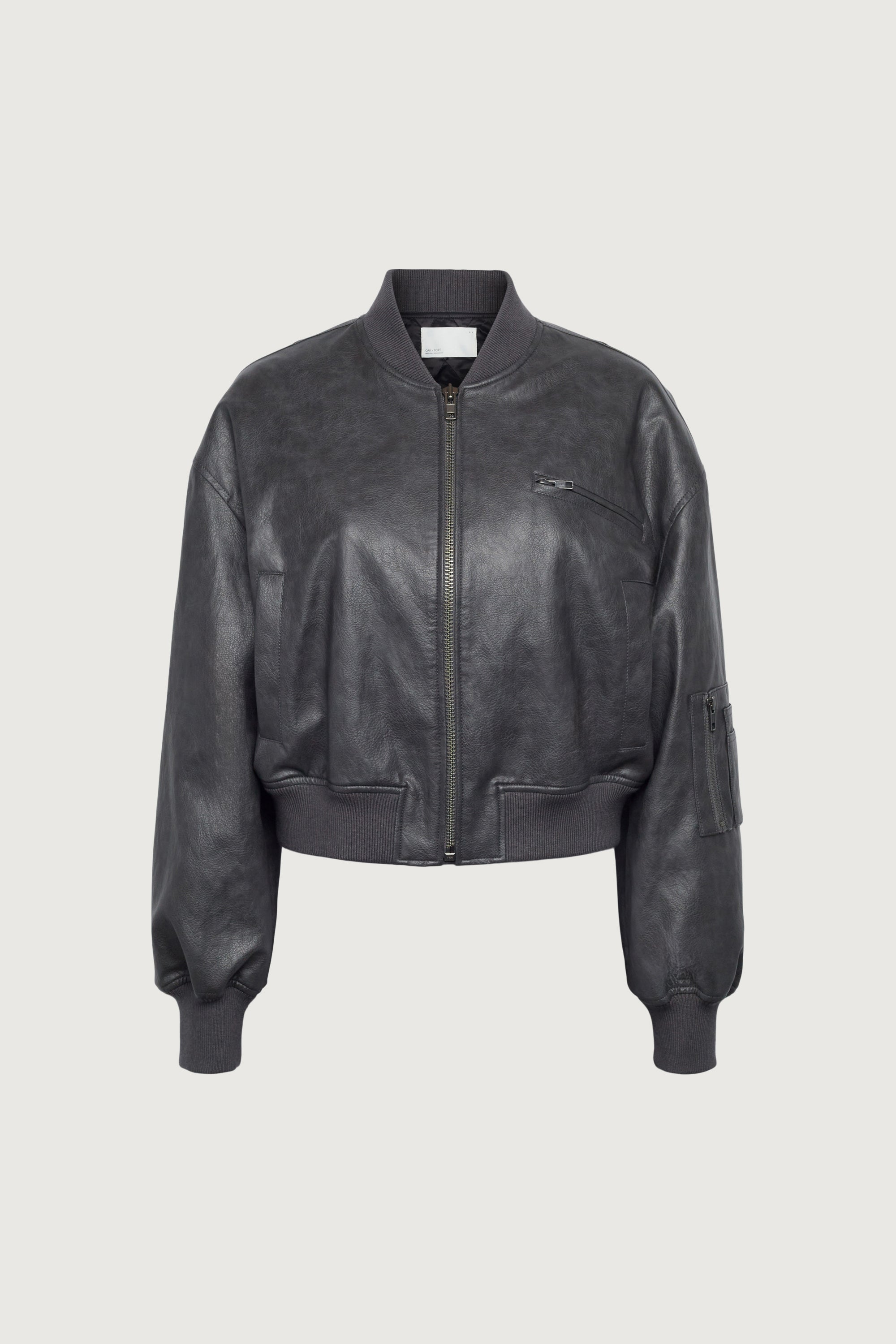 CROPPED VEGAN LEATHER BOMBER JACKET Cheap Pice Discount Authentic