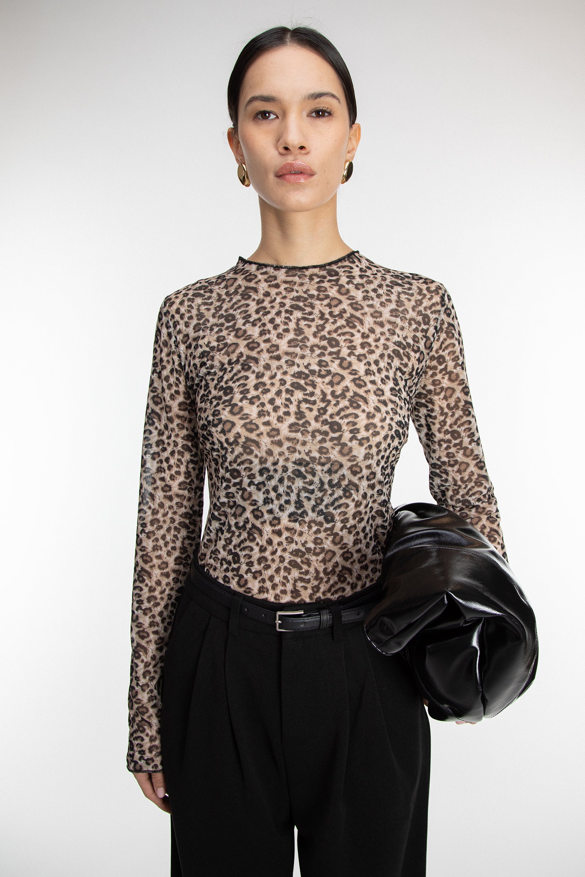 SHEER LEOPARD PRINT TOP Free Shipping Discounts