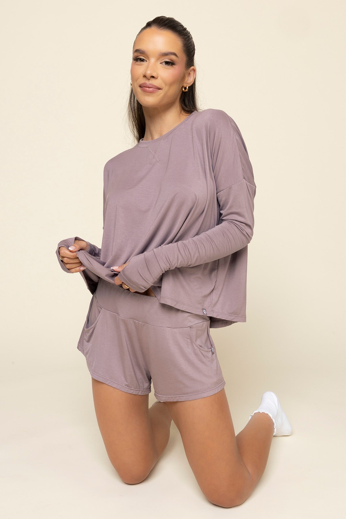 The Perfect Long Sleeve Top - Dusty Mauve Clearance Get Authentic