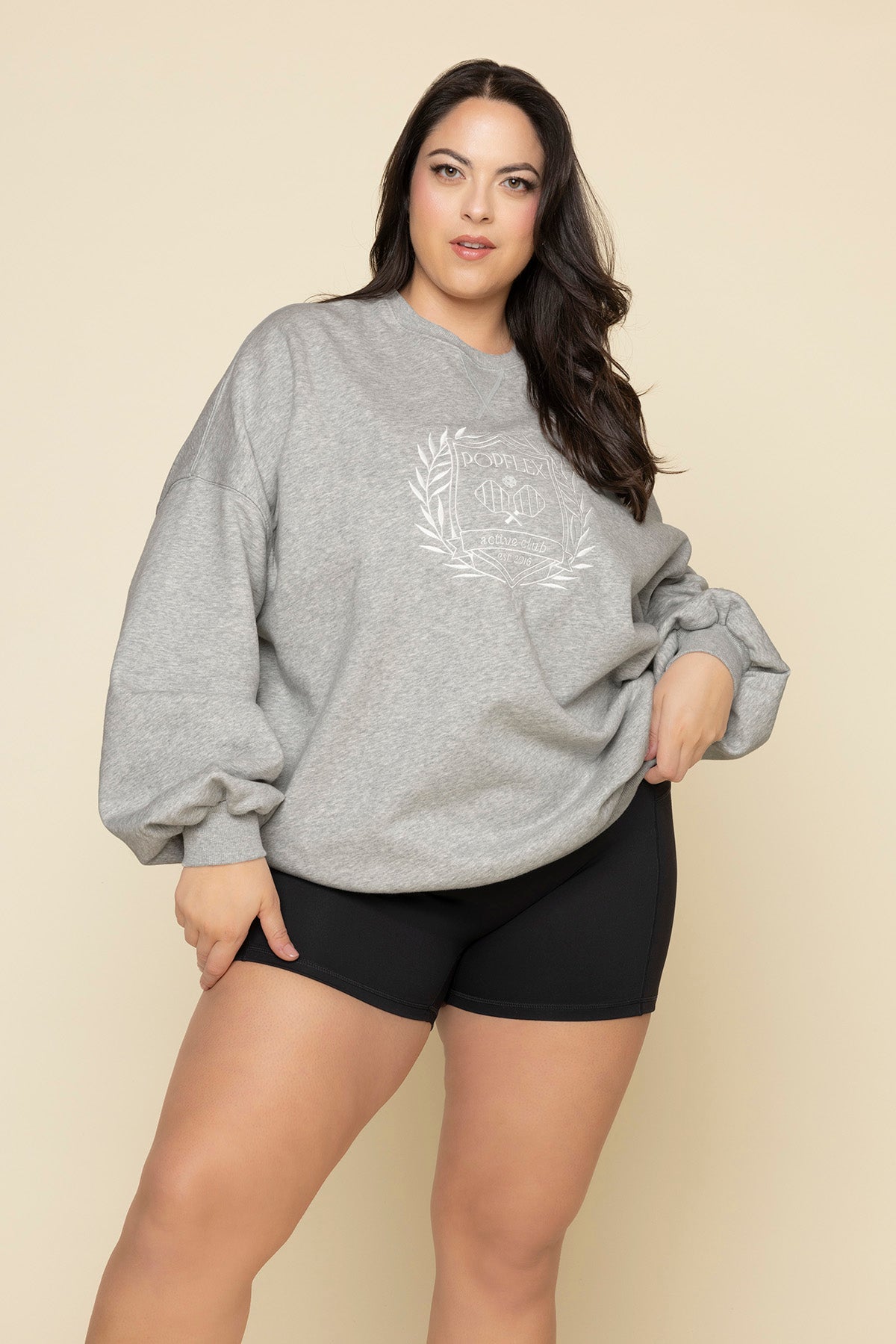 POPFLEX Active Club Cloud Crewneck Sweater - Heather Grey Fashionable