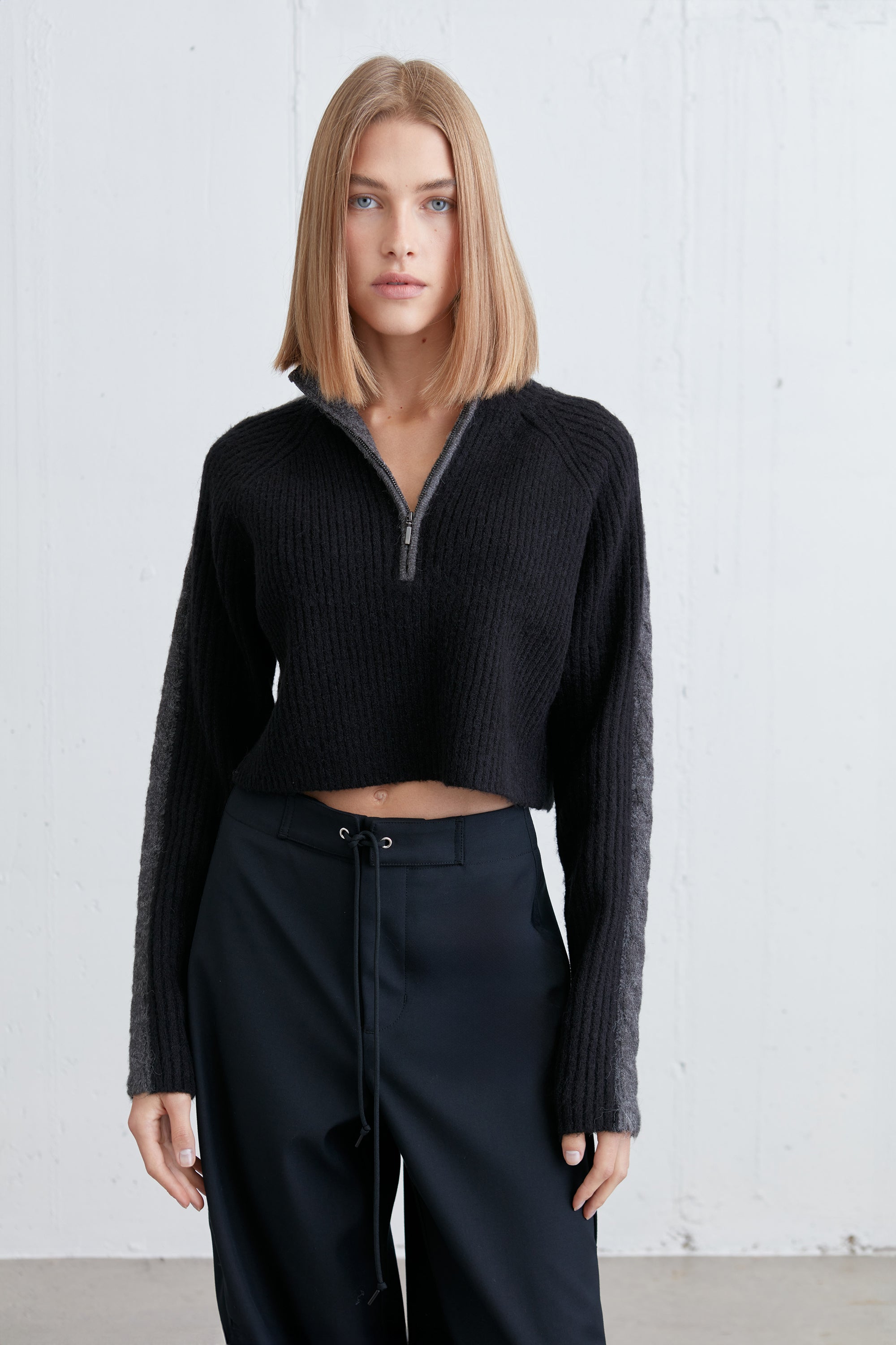 HALF ZIP SWEATER WITH CONTRAST DETAILS Cheap With Mastercard