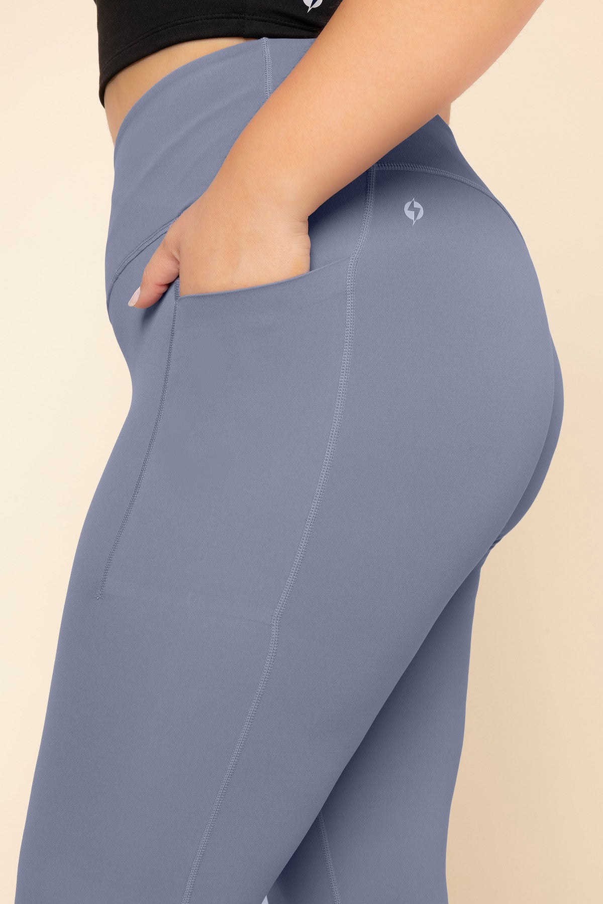 Crisscross Hourglass Leggings with Pockets - Blue Mist Buy Cheap Big Discount