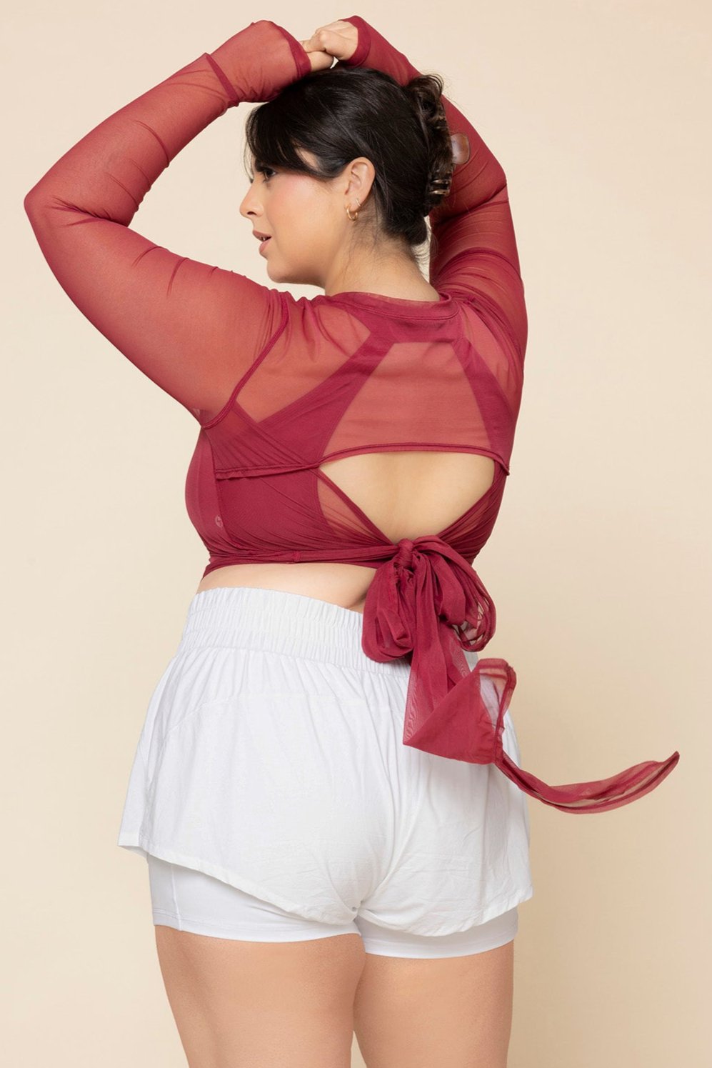 Bow Back Mesh Reversible Long Sleeve Top - Ruby 100% Authentic Sale Online