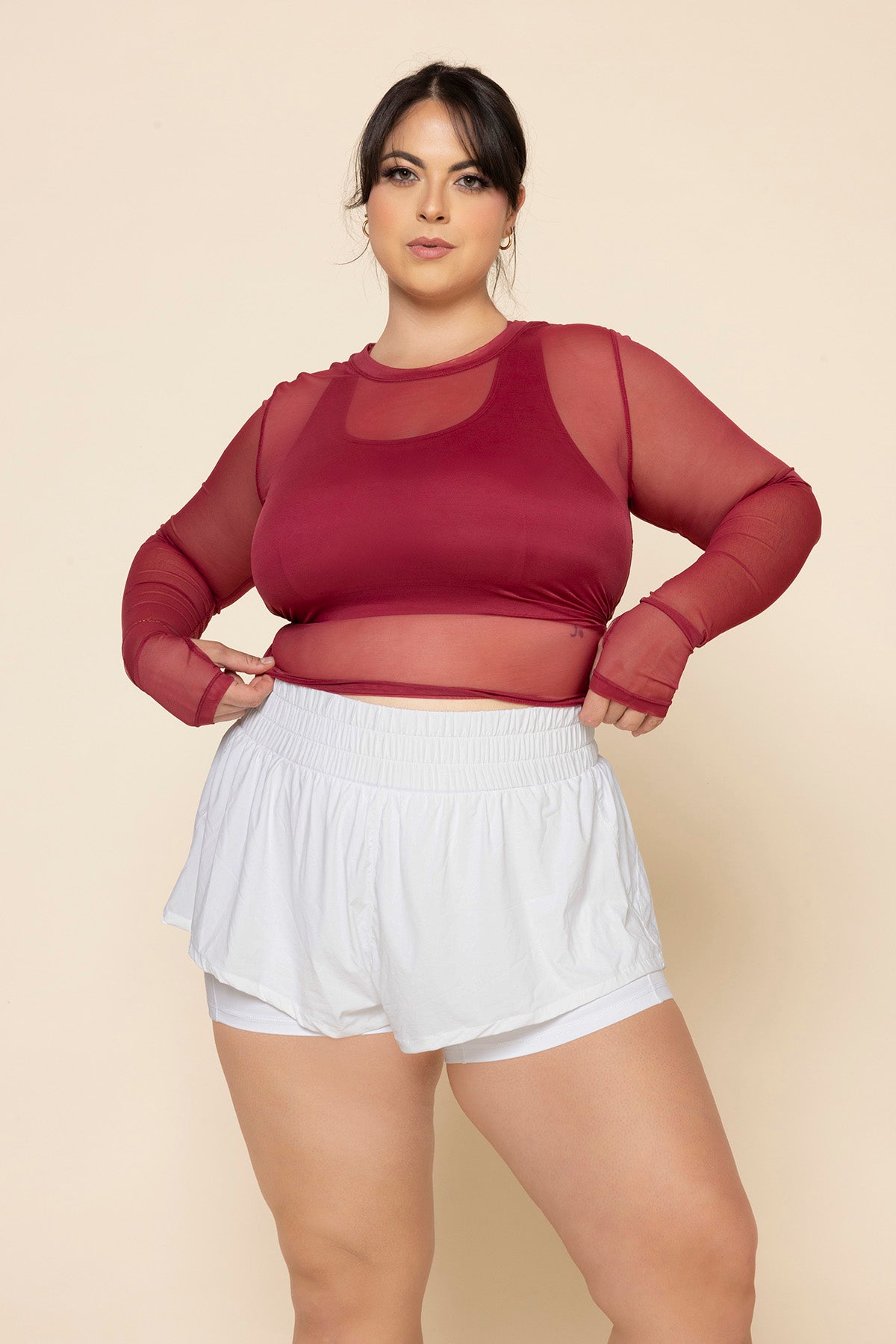 Bow Back Mesh Reversible Long Sleeve Top - Ruby 100% Authentic Sale Online