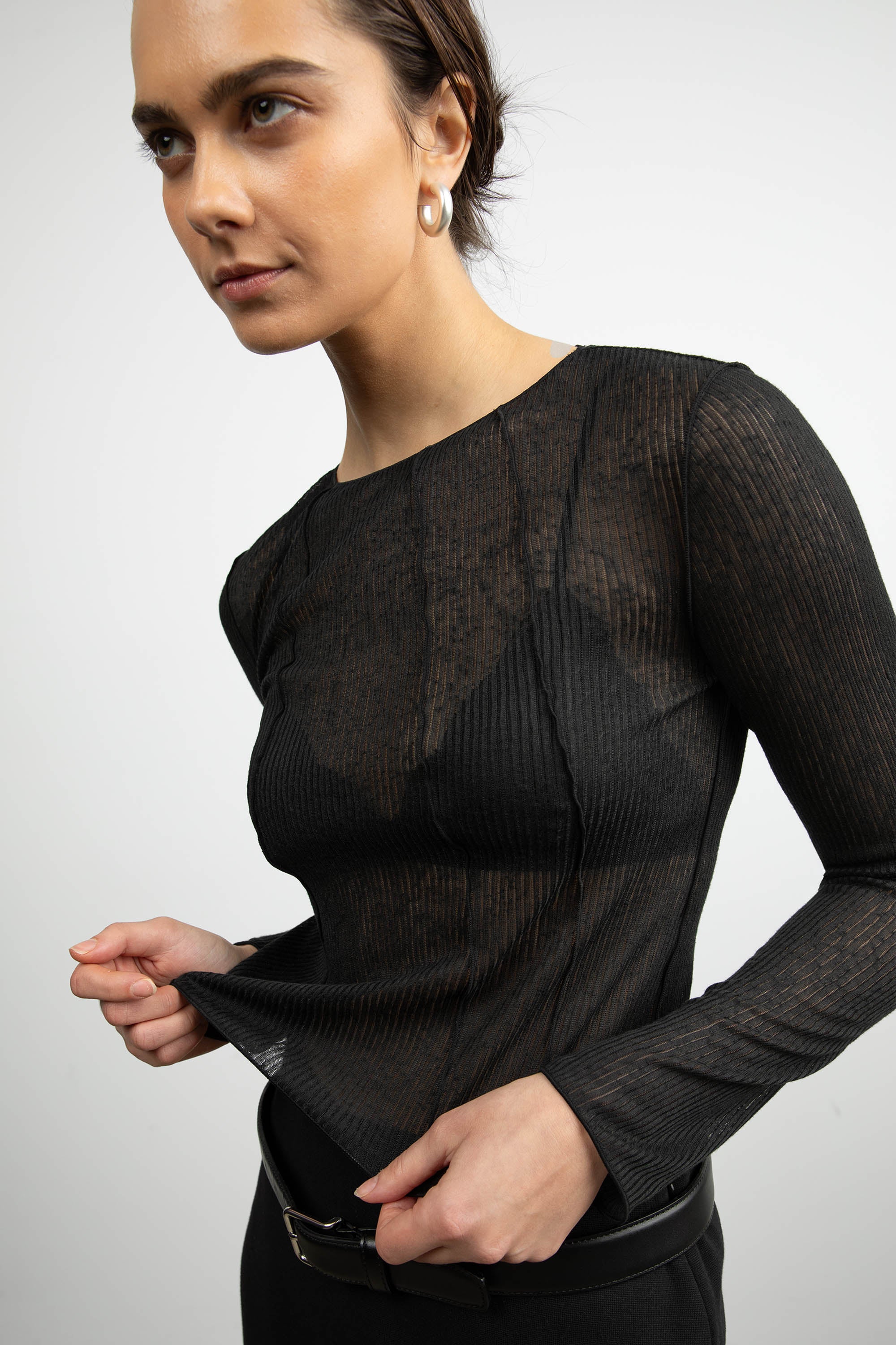 EXPOSED SEAM LONG SLEEVE TOP Real Online