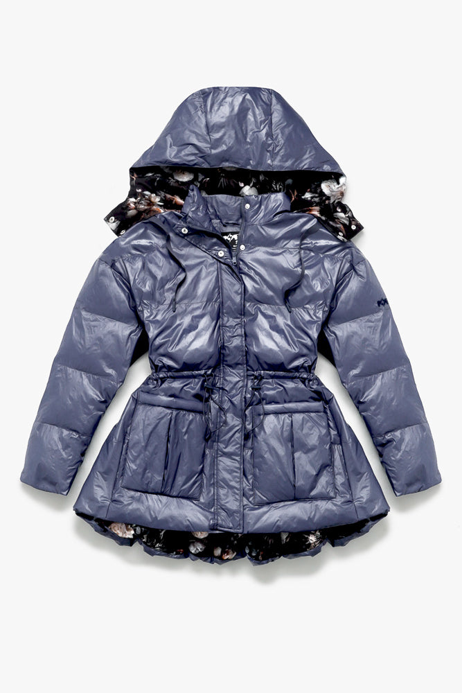 Pearl Peplum Puffer Jacket - Navy Shop Offer Cheap Online