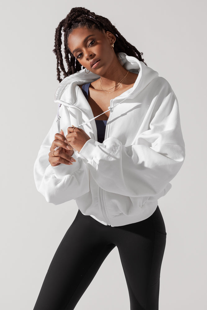 Zip Cloud Hoodie - White Online Cheap Pice