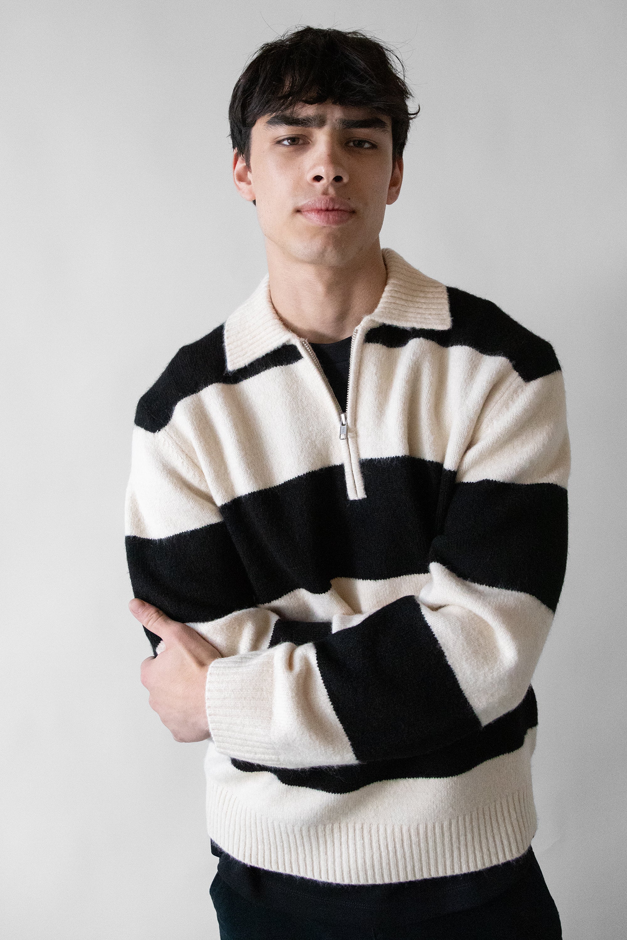 STRIPED RUGBY POLO SWEATER Huge Surprise Cheap Online