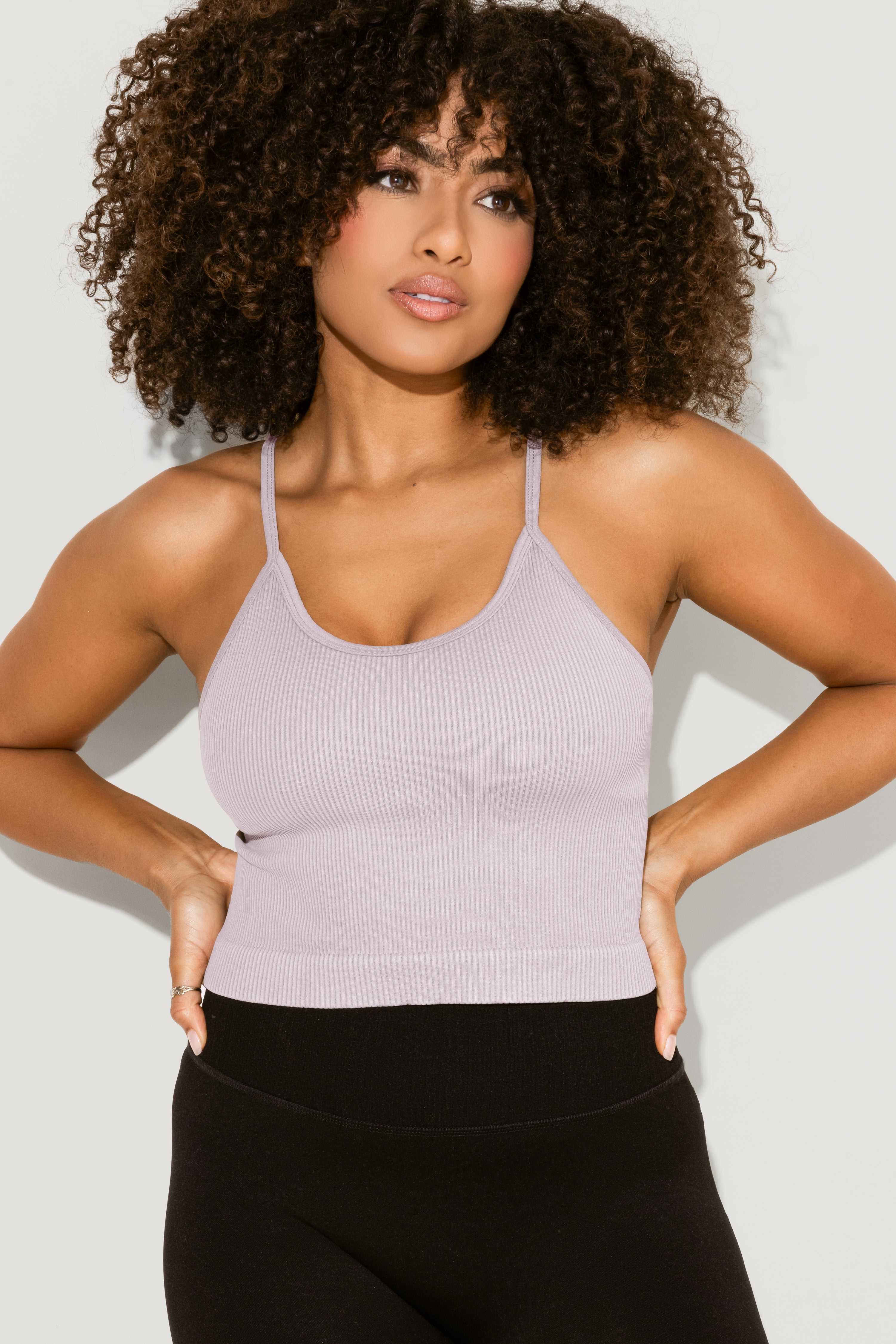 What's the Scoop Seamless Crop Tank - Smoky Lilac Outlet New Arrival