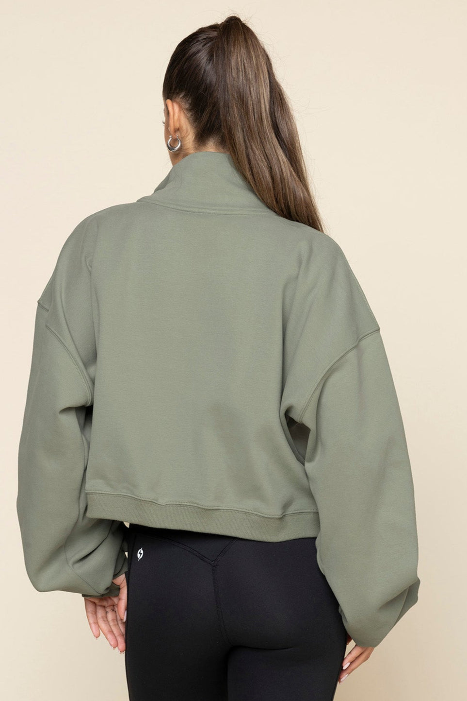 Ooey Gooey Crop Half Zip - Light Sage Buy Cheap Best Store To Get