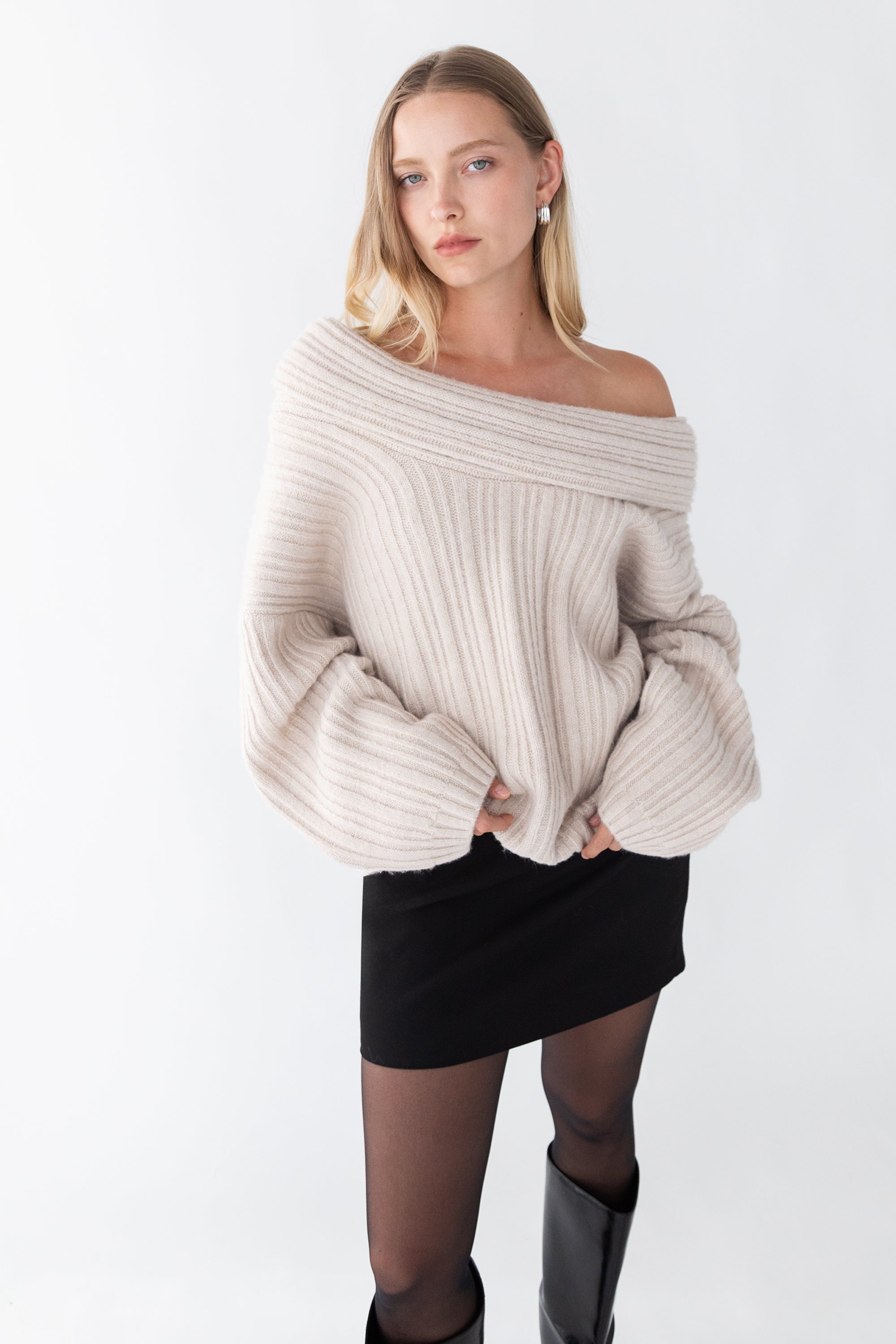 OVERSIZED SLOUCHY OFF THE SHOULDER SWEATER Shop Offer Cheap Pice