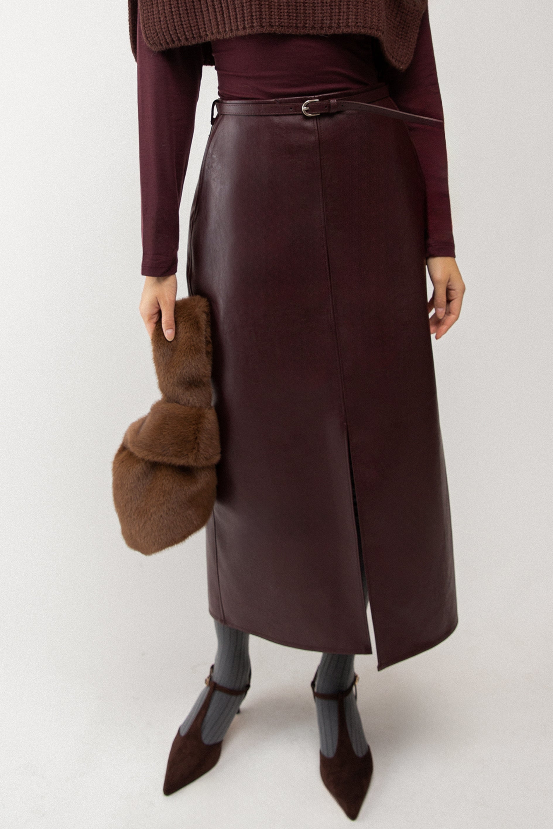 VEGAN LEATHER MAXI SKIRT Outlet Amazing Pice