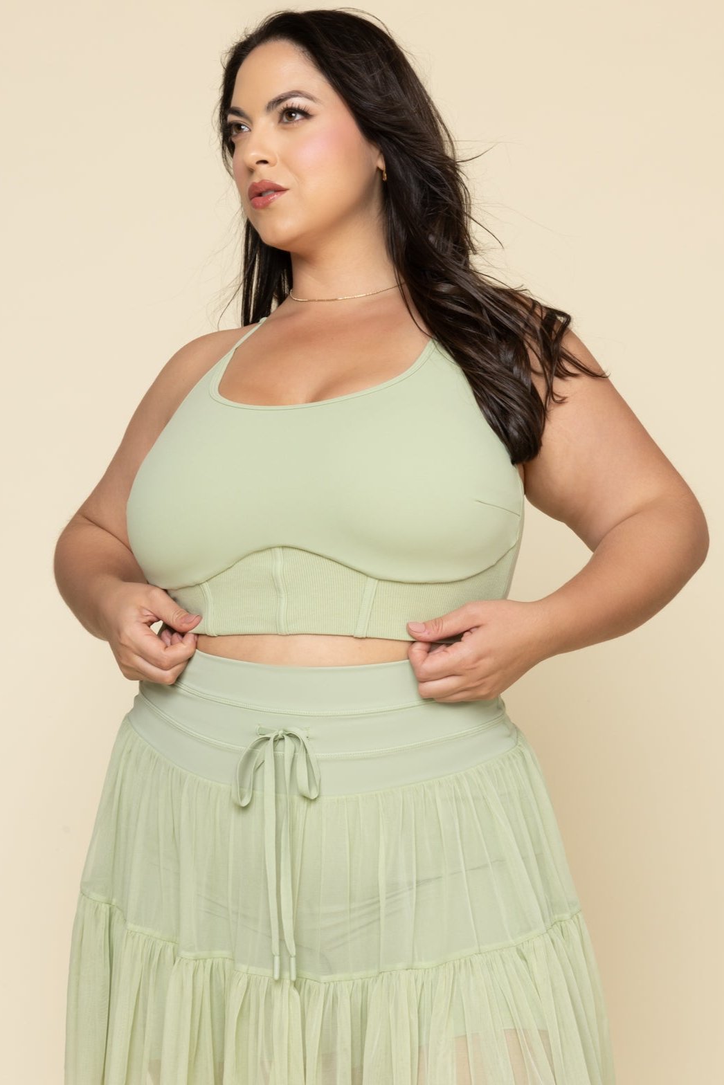 Pli¨¦ Corset Crop Bralette - Pistachio Cheap Sale Websites