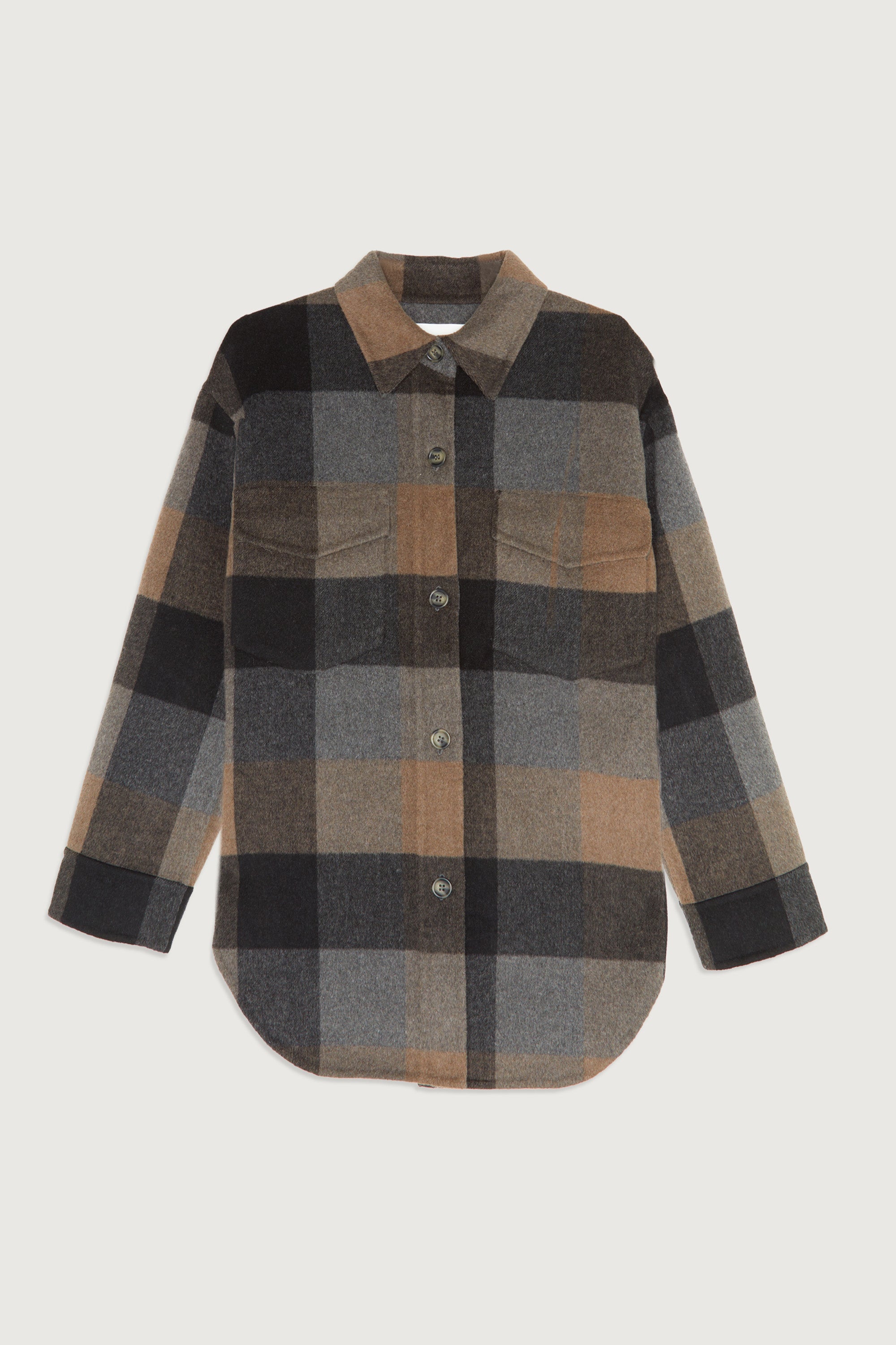 PLAID WOOL BLEND SHACKET Buy Cheap Big Discount