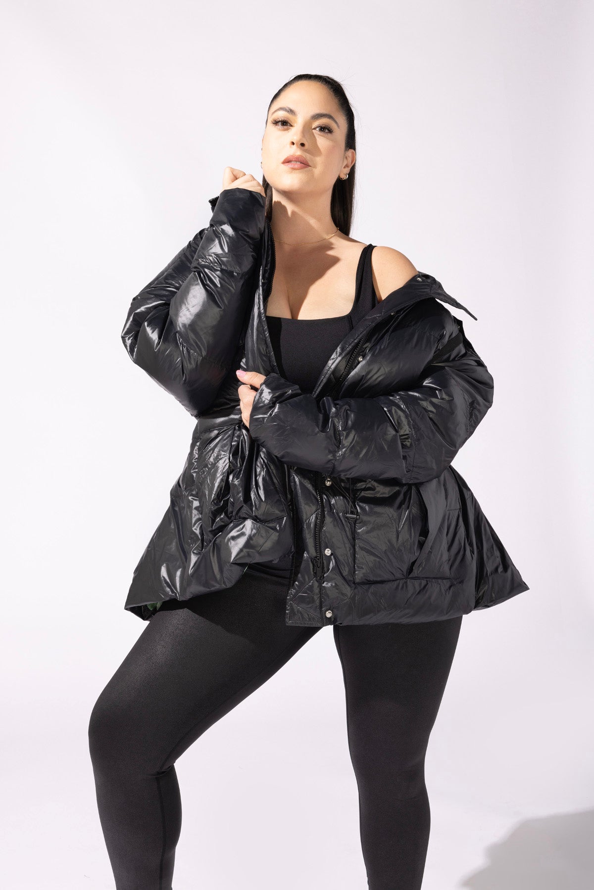 Pearl Peplum Puffer Jacket - Black Pick A Best For Sale