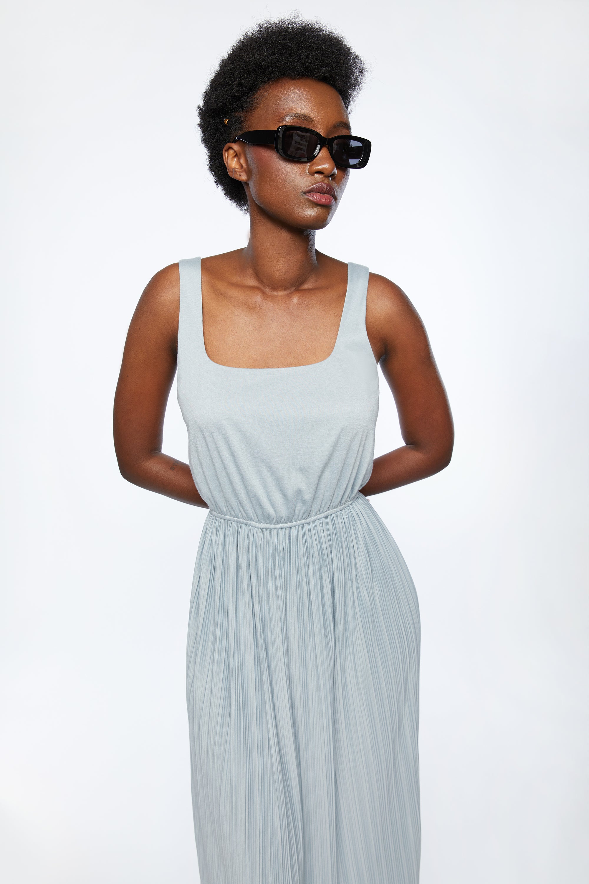 PLEATED MIDI DRESS 100% Original Cheap Pice