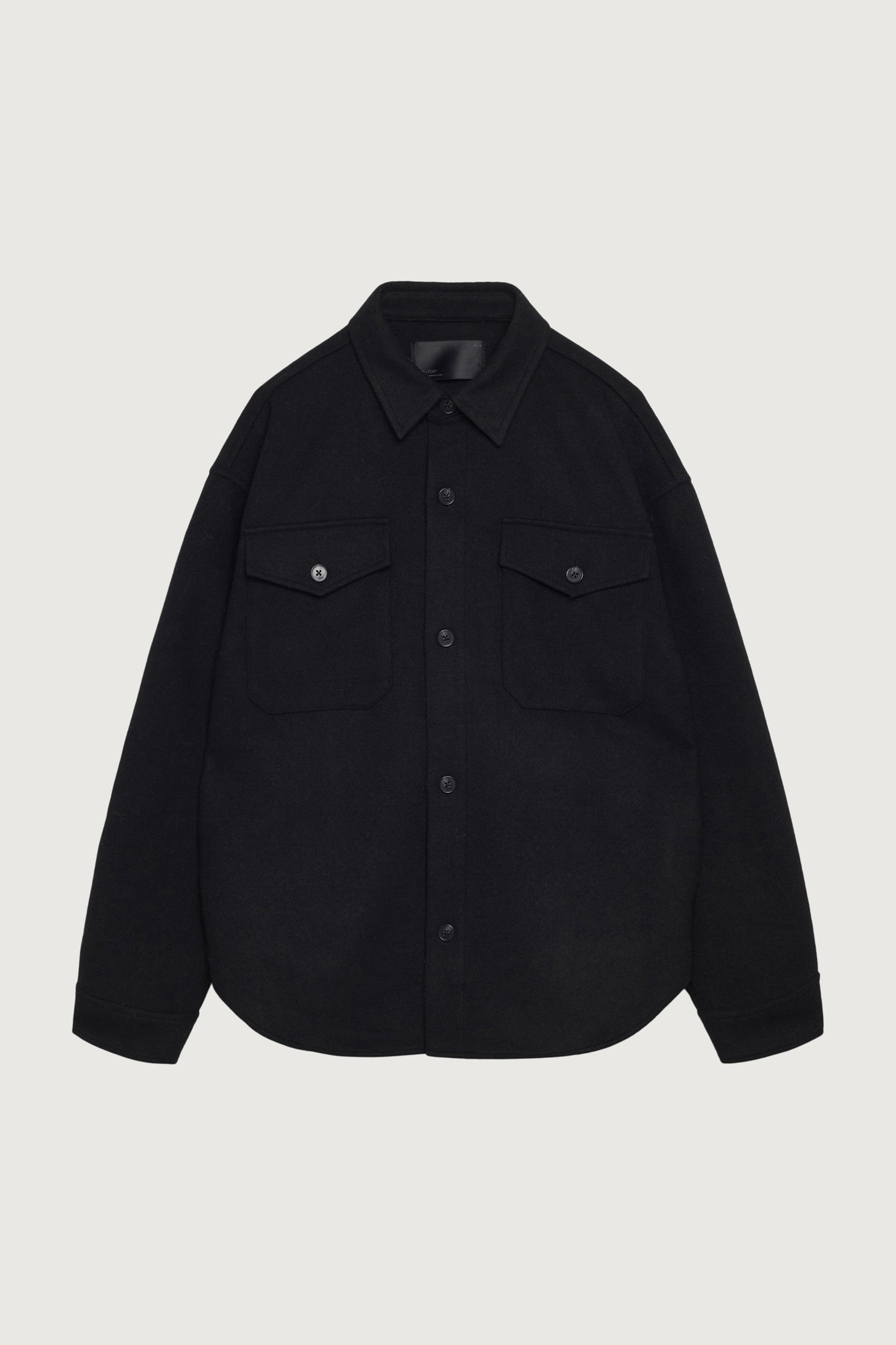 WOOL BLEND BUTTON FRONT SHIRT Marketable Online