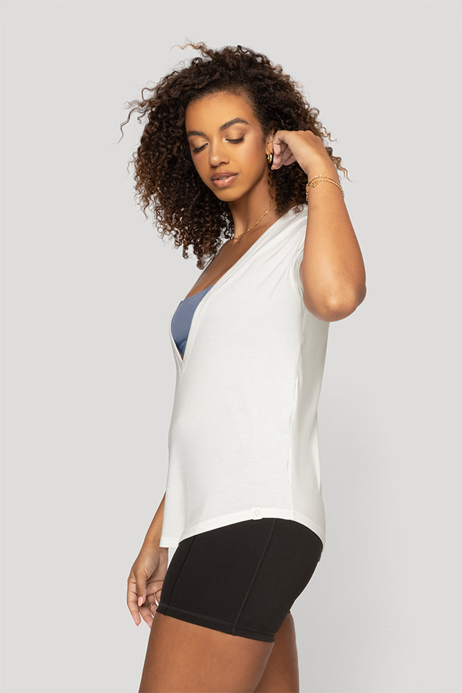 Reversible Deep V Tee - Cloud Dancer Free Shipping Wiki