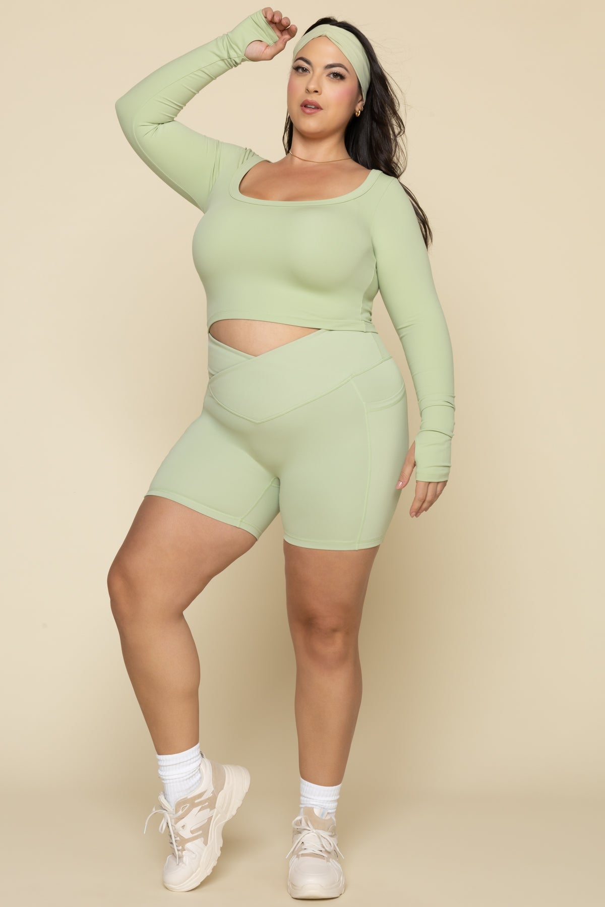 Crisscross Hourglass Midi Short with Pockets - Pistachio Buy Cheap Best