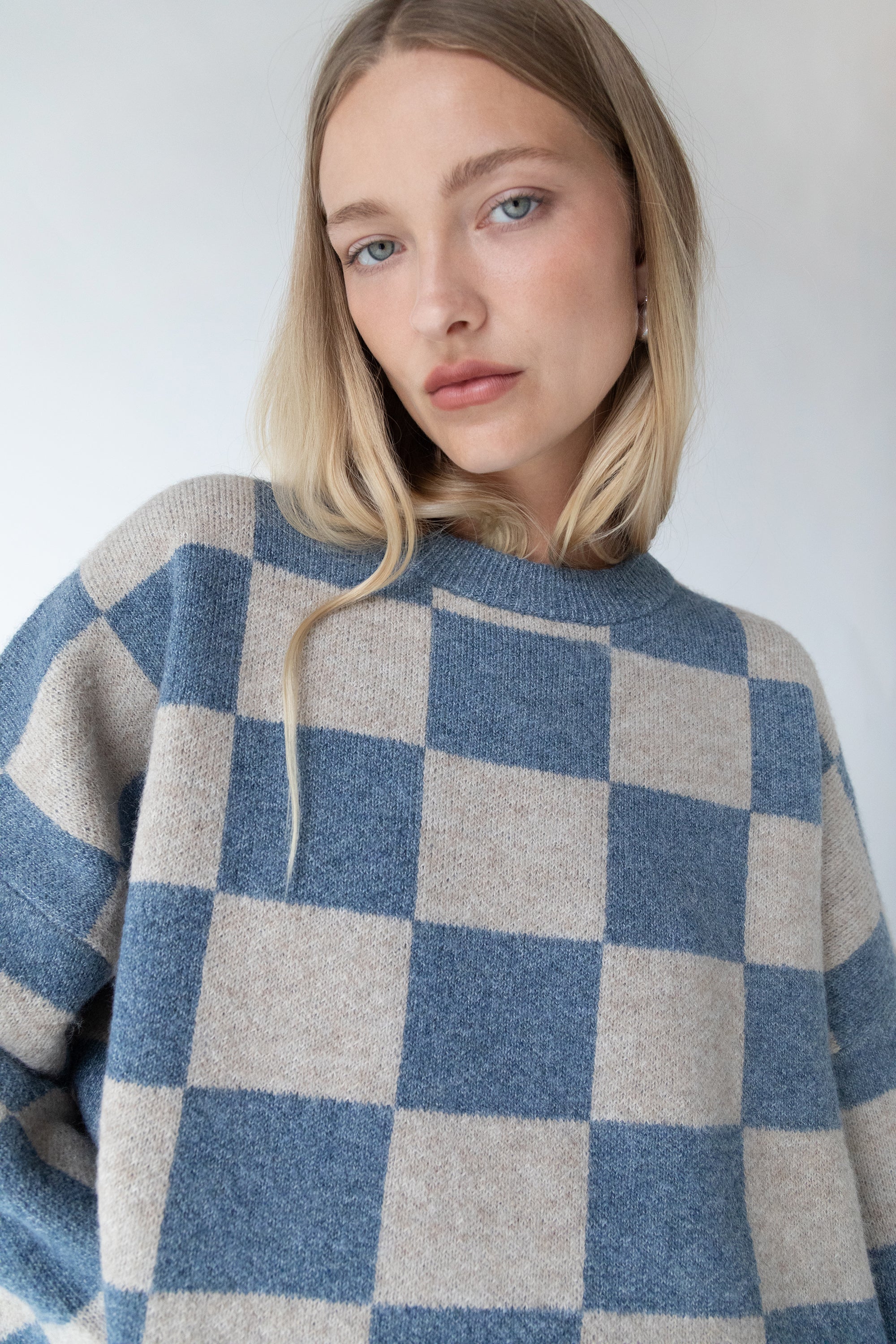 CHECKERED CREWNECK SWEATER Cheap Online Store