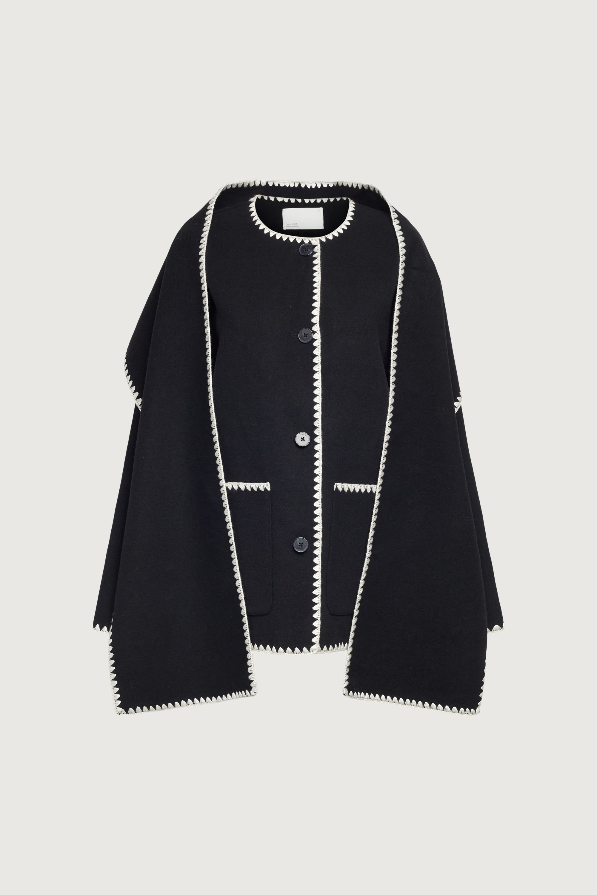 WOOL-BLEND CONTRAST STITCH SCARF JACKE Official Site Sale Online