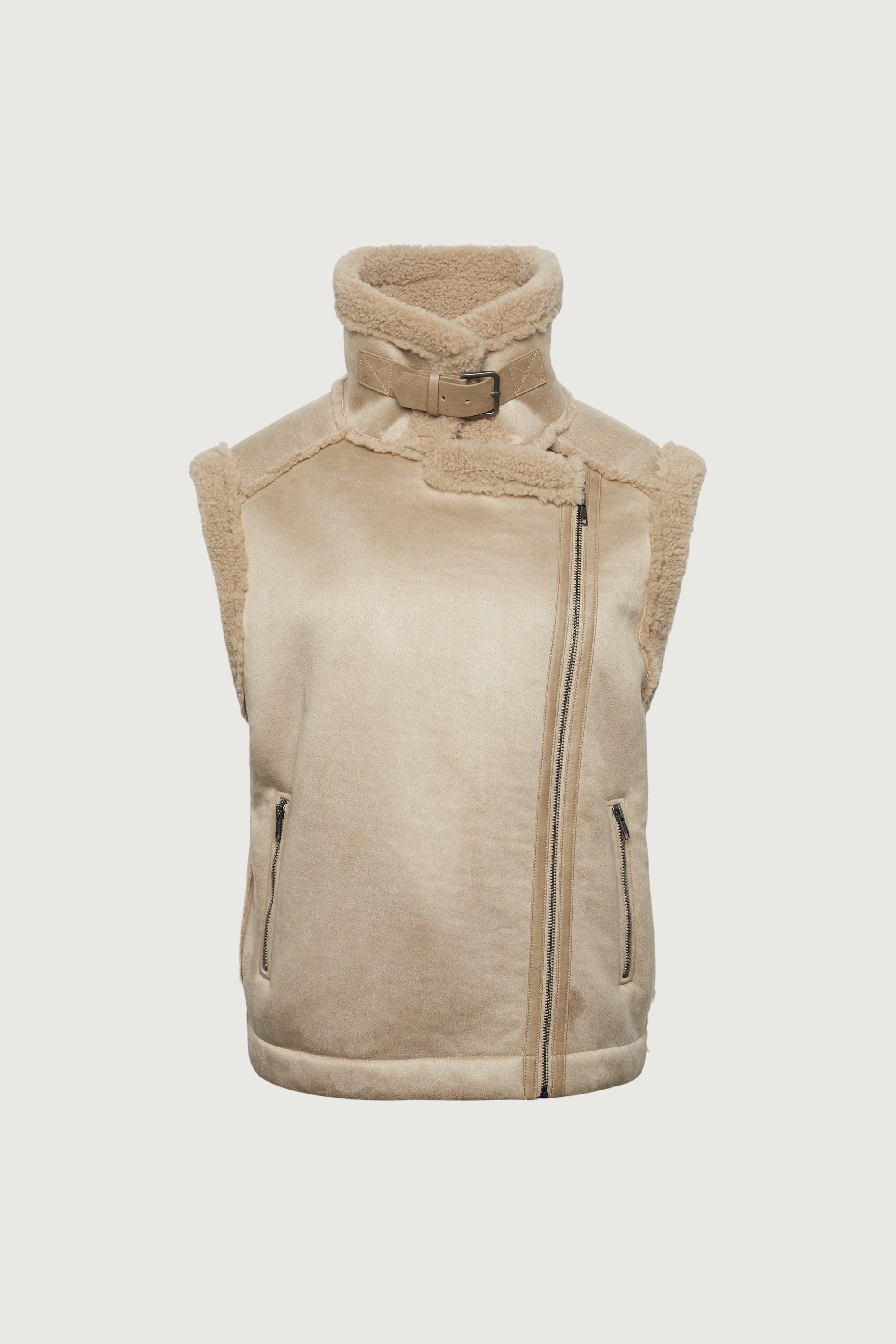 VEGAN SUEDE SHERPA AVIATOR VEST Best Place Online