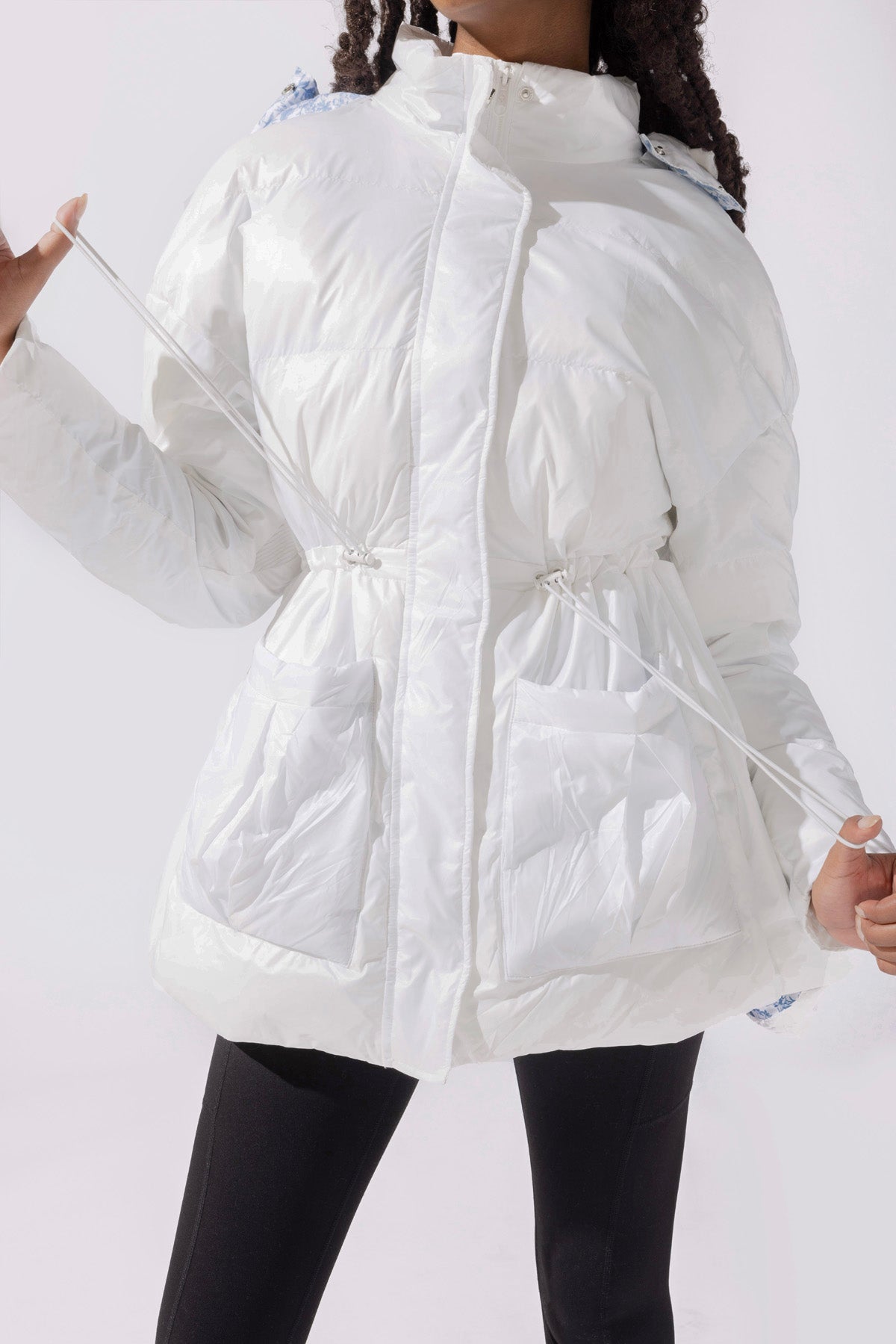 Pearl Peplum Puffer Jacket - White Enjoy Cheap Online