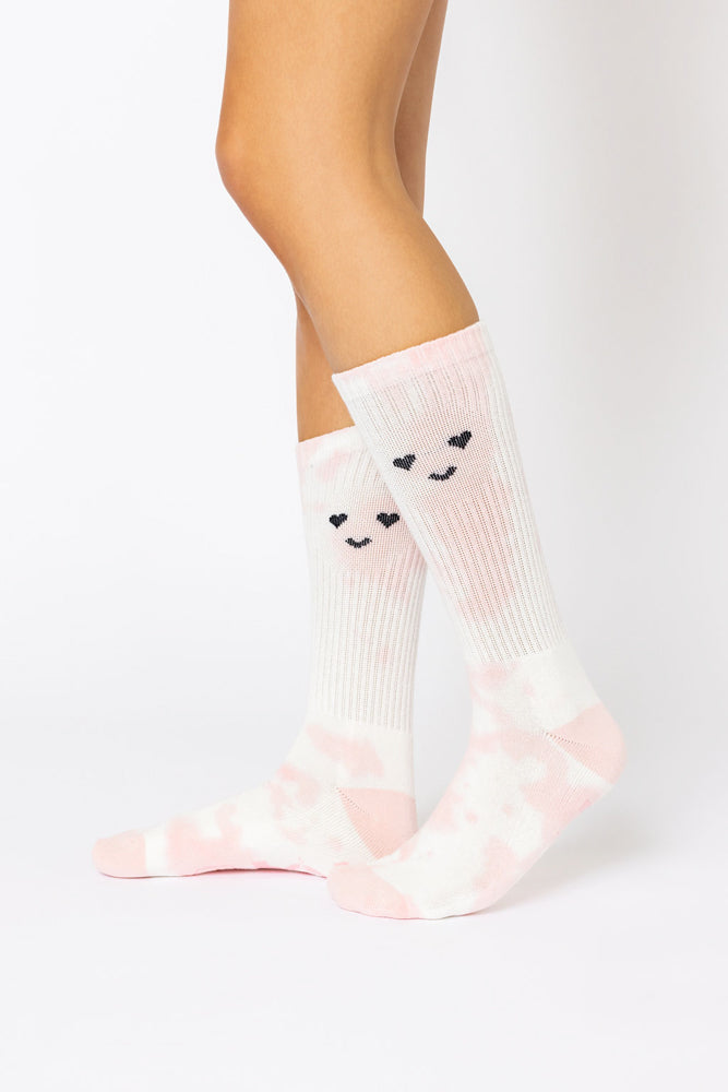 Heart Eyes Mid-Calf Gym Socks - Pink Tie Dye Free Shipping Order