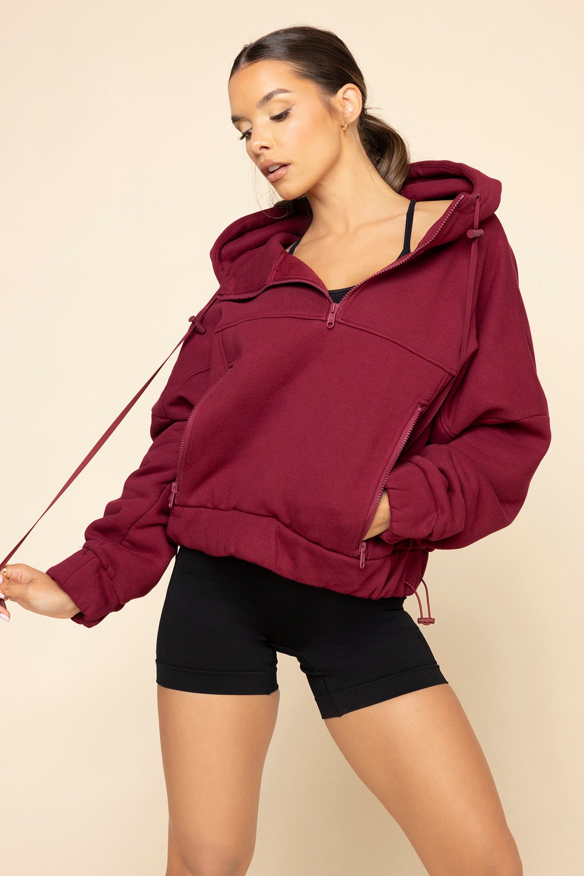 Half Zip Warm Up Hoodie - Crimson Sale For Nice