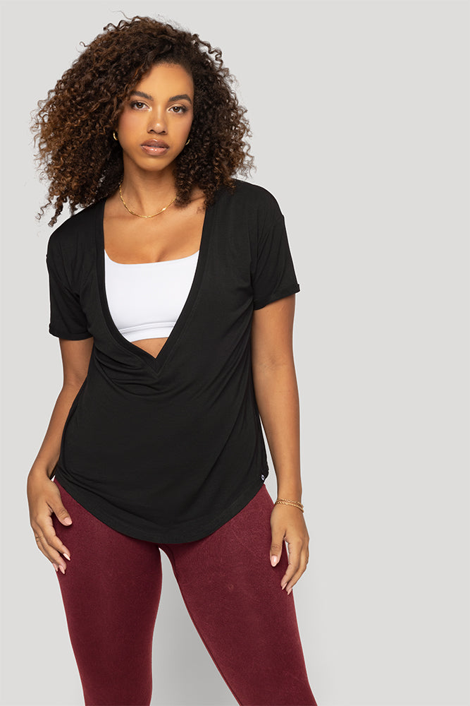 Reversible Deep V Tee - Black Sale Extremely