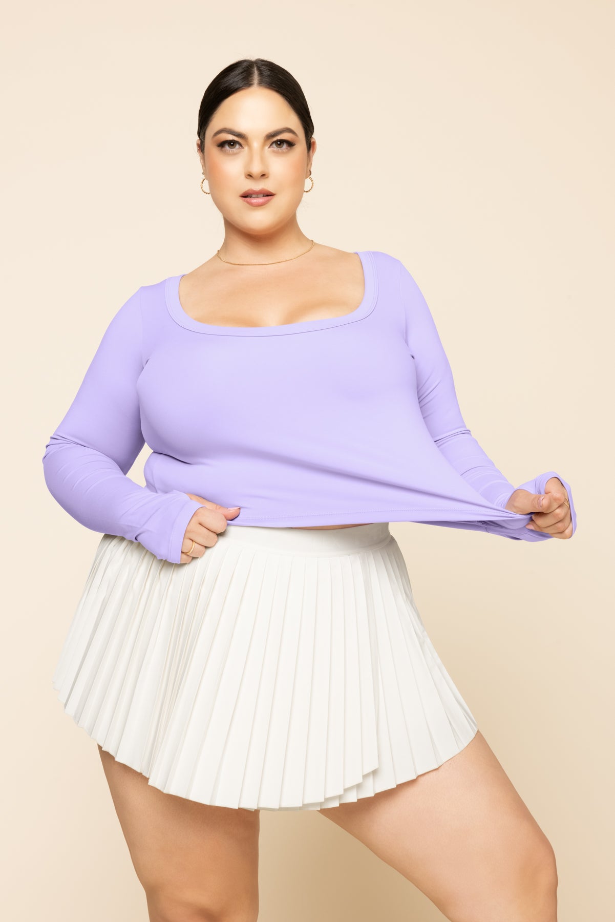 Your Favorite Long Sleeve Reversible Top - Digital Lavender Cheap Pice Store