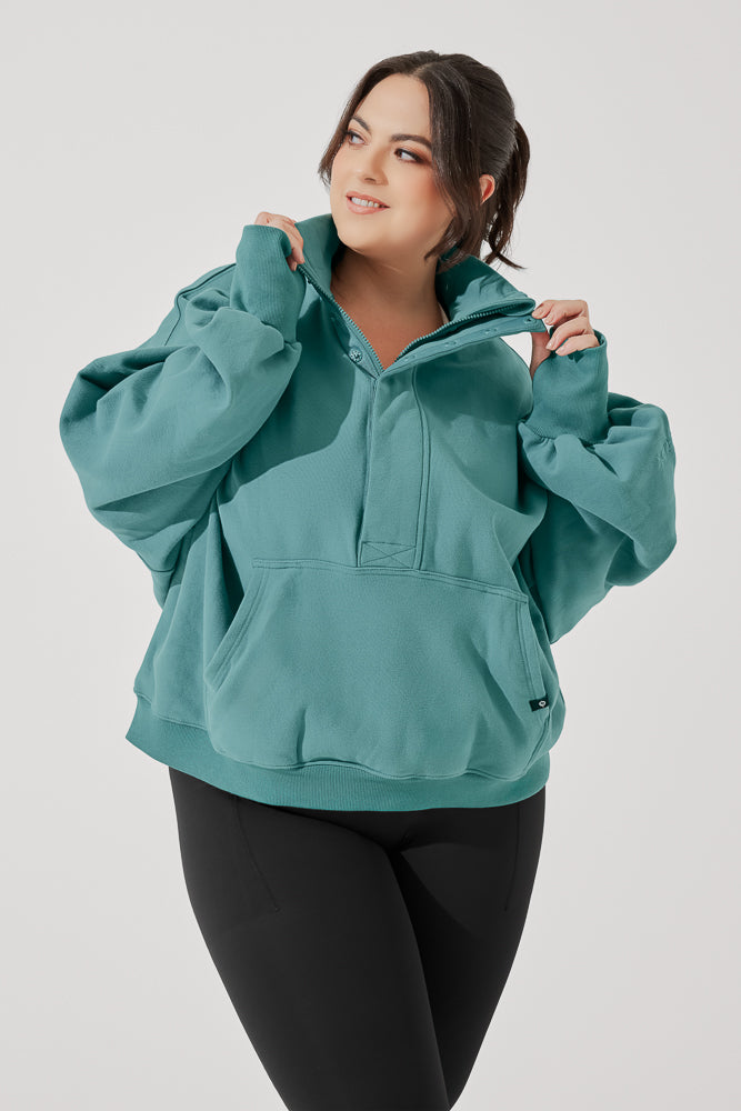 Ooey Gooey Half Zip Sweater - Turquoise Cheap Official