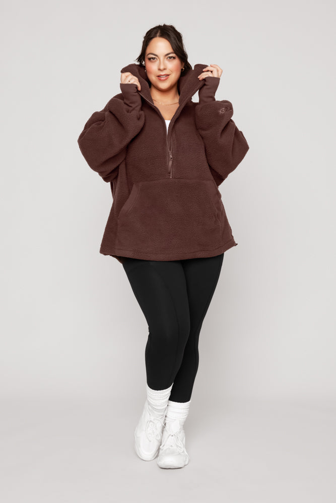 Big Hug Fleece Half Zip Sweater - Chocolate Clearance Buy