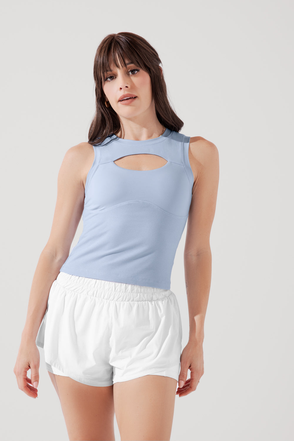 Peekaboo Crew Tank - Sky Blue Free Shipping Pices