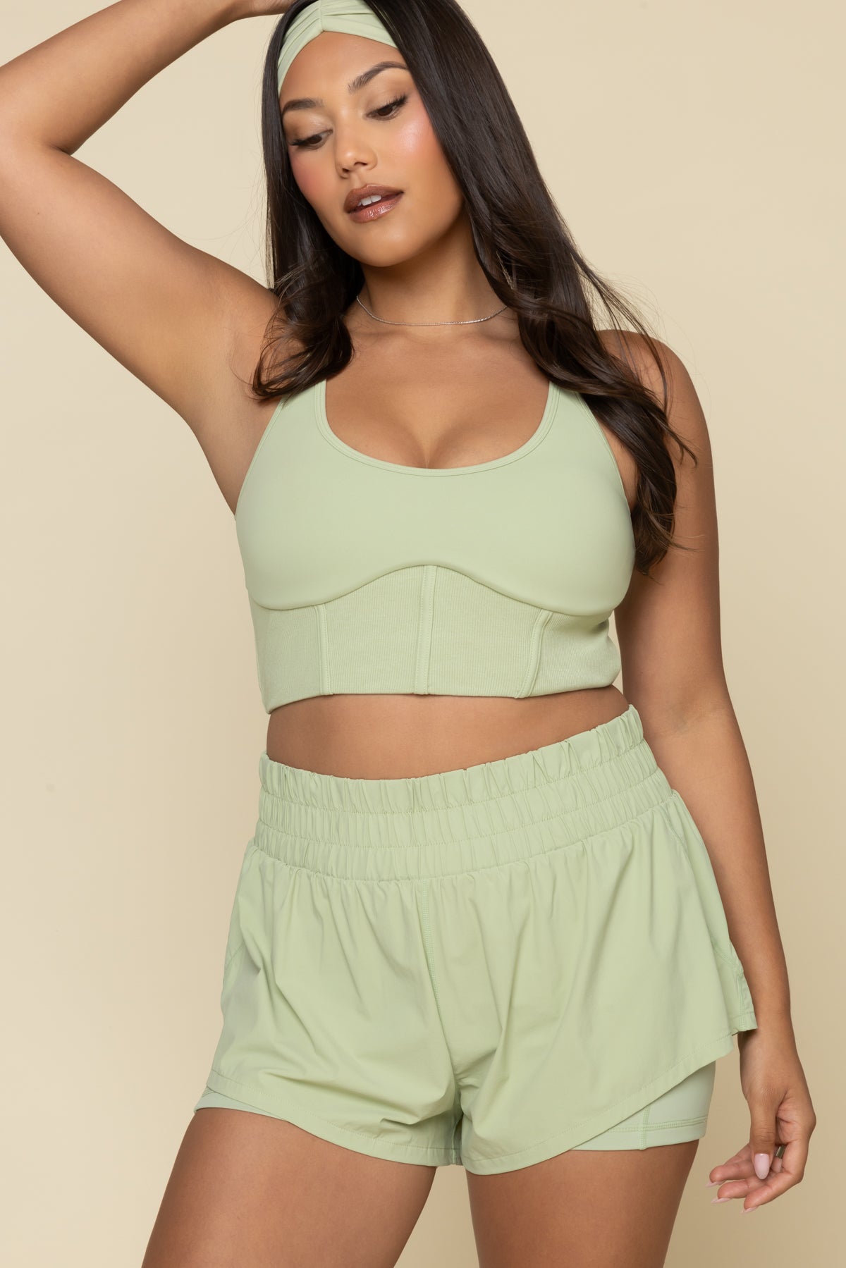 Pli¨¦ Corset Crop Bralette - Pistachio Cheap Sale Websites