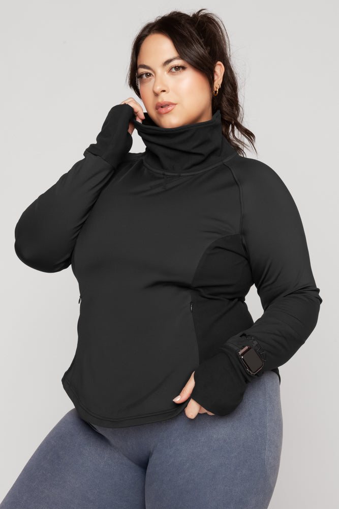 Chasing Pavements Mockneck Pullover - Black Inexpensive