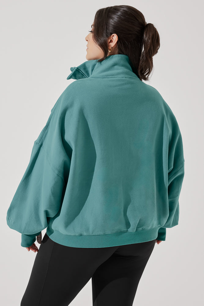 Ooey Gooey Half Zip Sweater - Turquoise Cheap Official